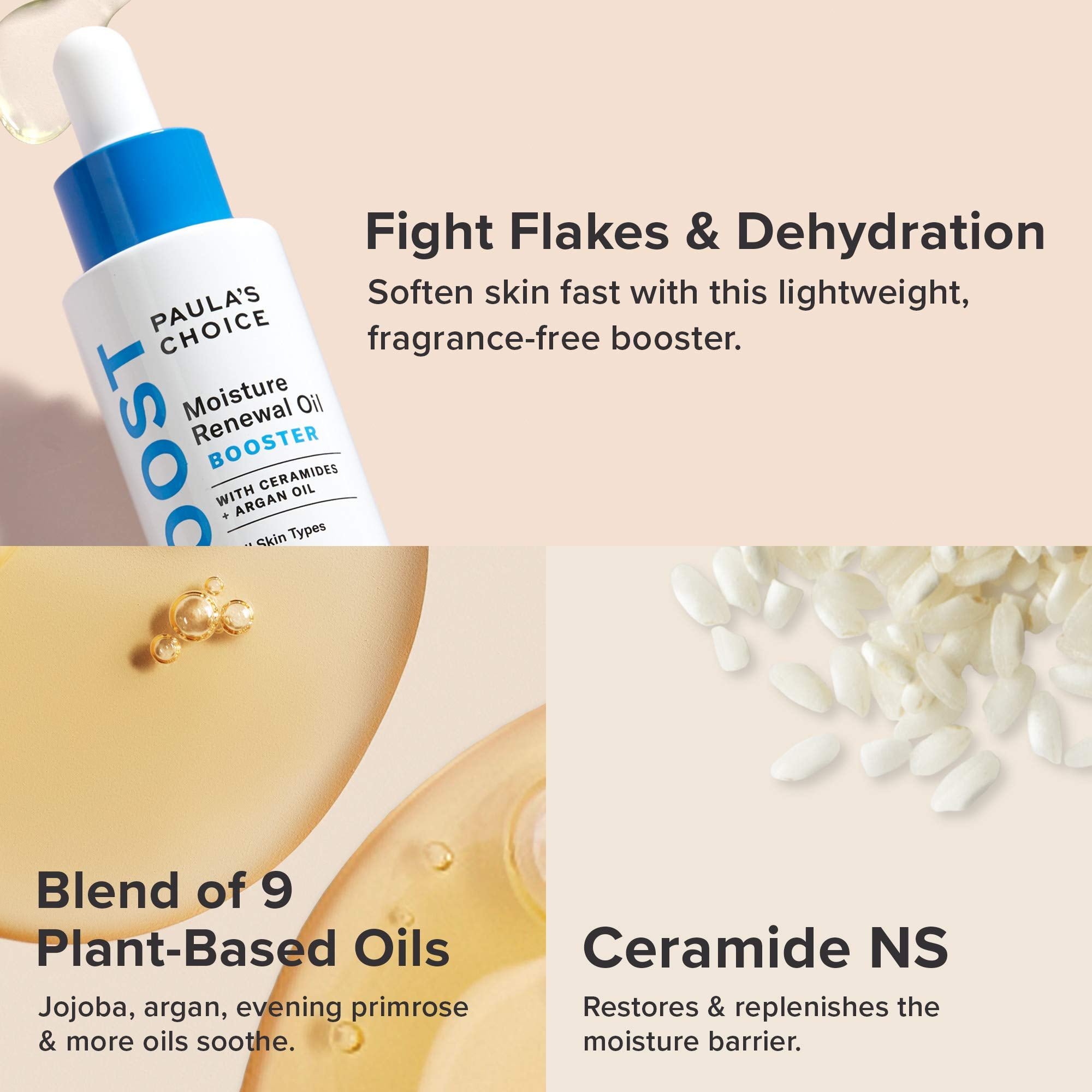 Paula's Choice BOOST Moisture Renewal Oil Booster, Ceramides & Argan Oil Serum for Redness Relief, Dry Skin, 0.67 Ounce