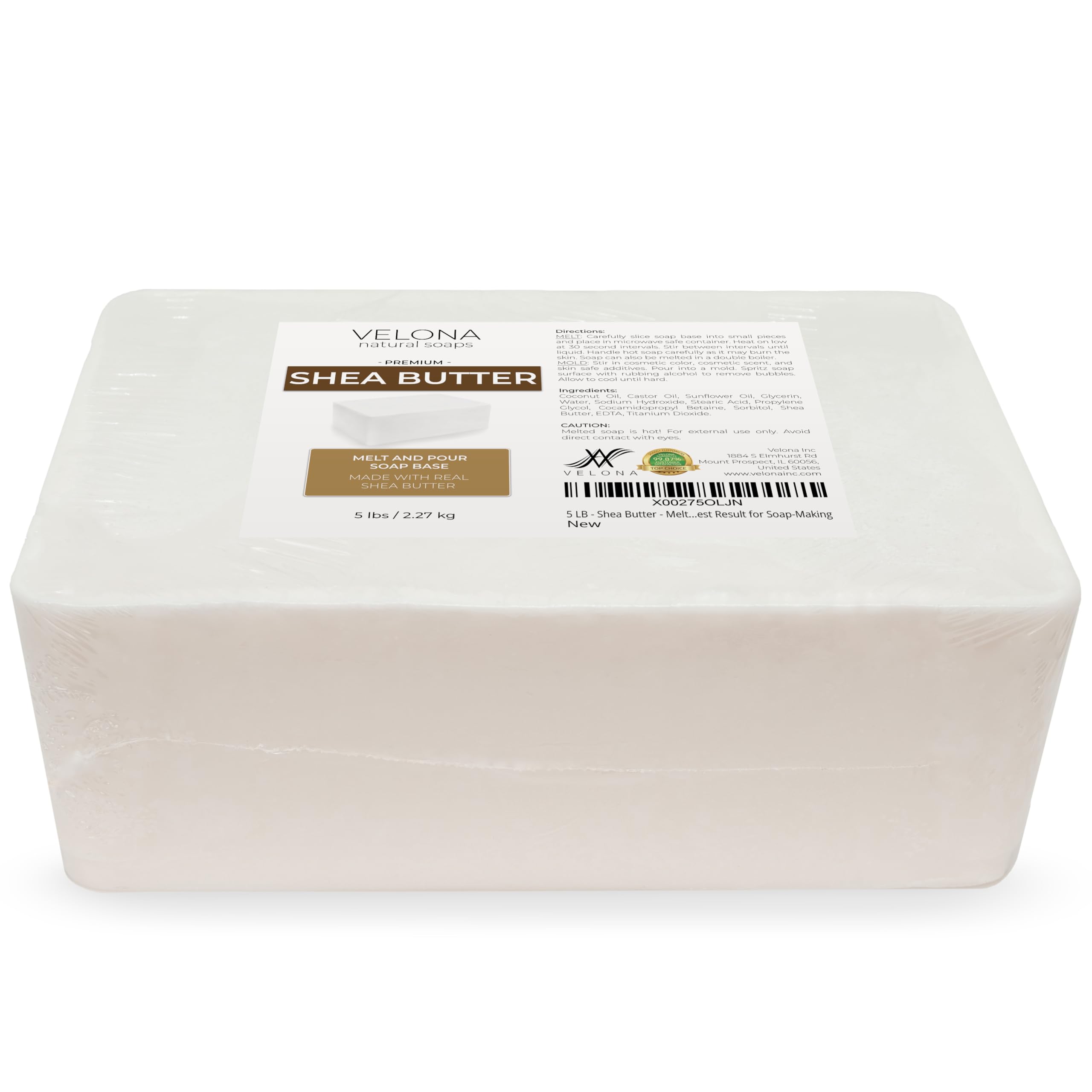 velona 5 LB - Shea Butter - Melt and Pour Soap Base SLS/SLES free | Natural Bars for The Best Result for Soap-Making