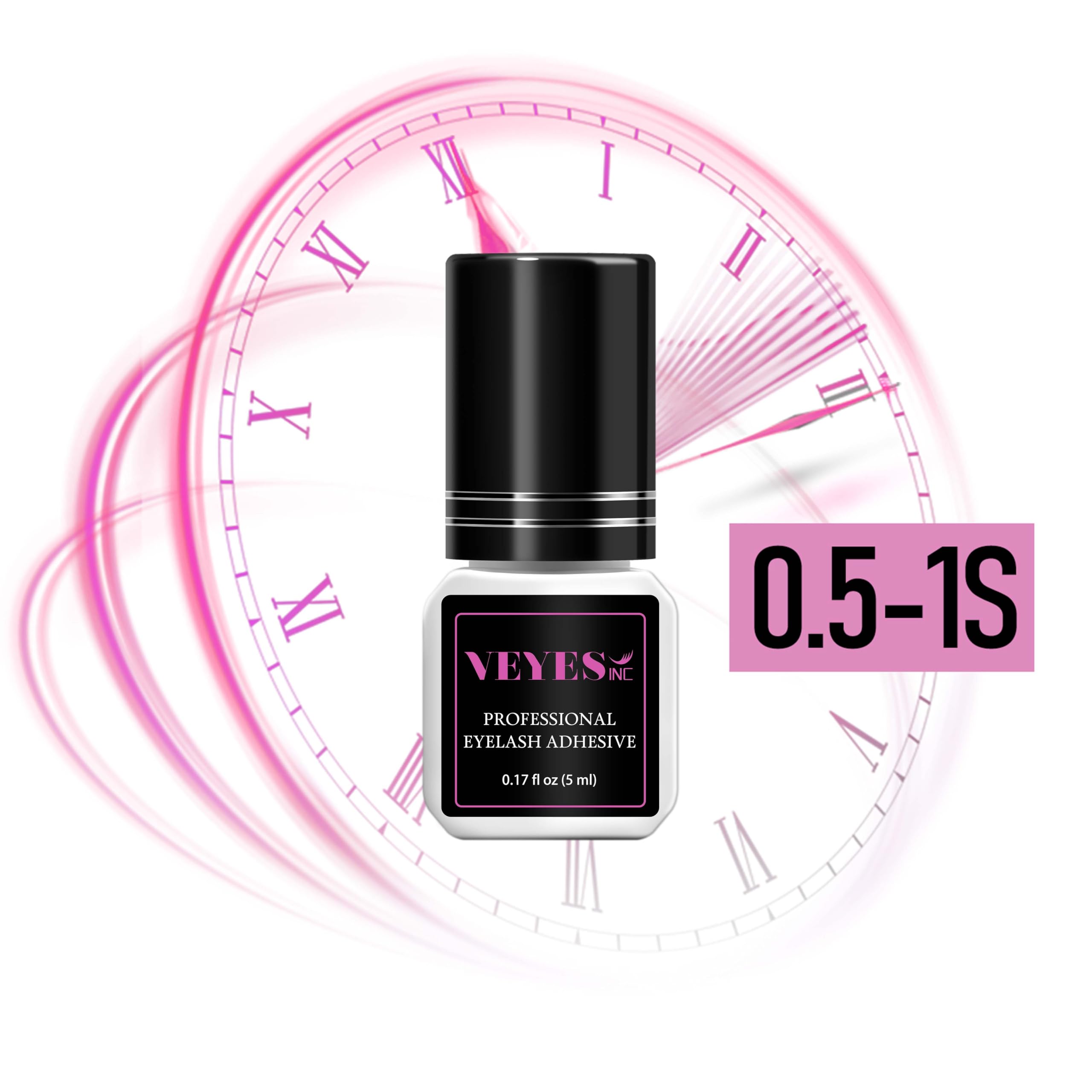 VEYES INC Eyelash Extension Glue - Extra Strong Professional Lash Glue 5ml | 1 Sec Drying time | Retention - 8 Weeks | Black Adhesive for Semi-Permanent Extensions Salon Use for Lash Tech