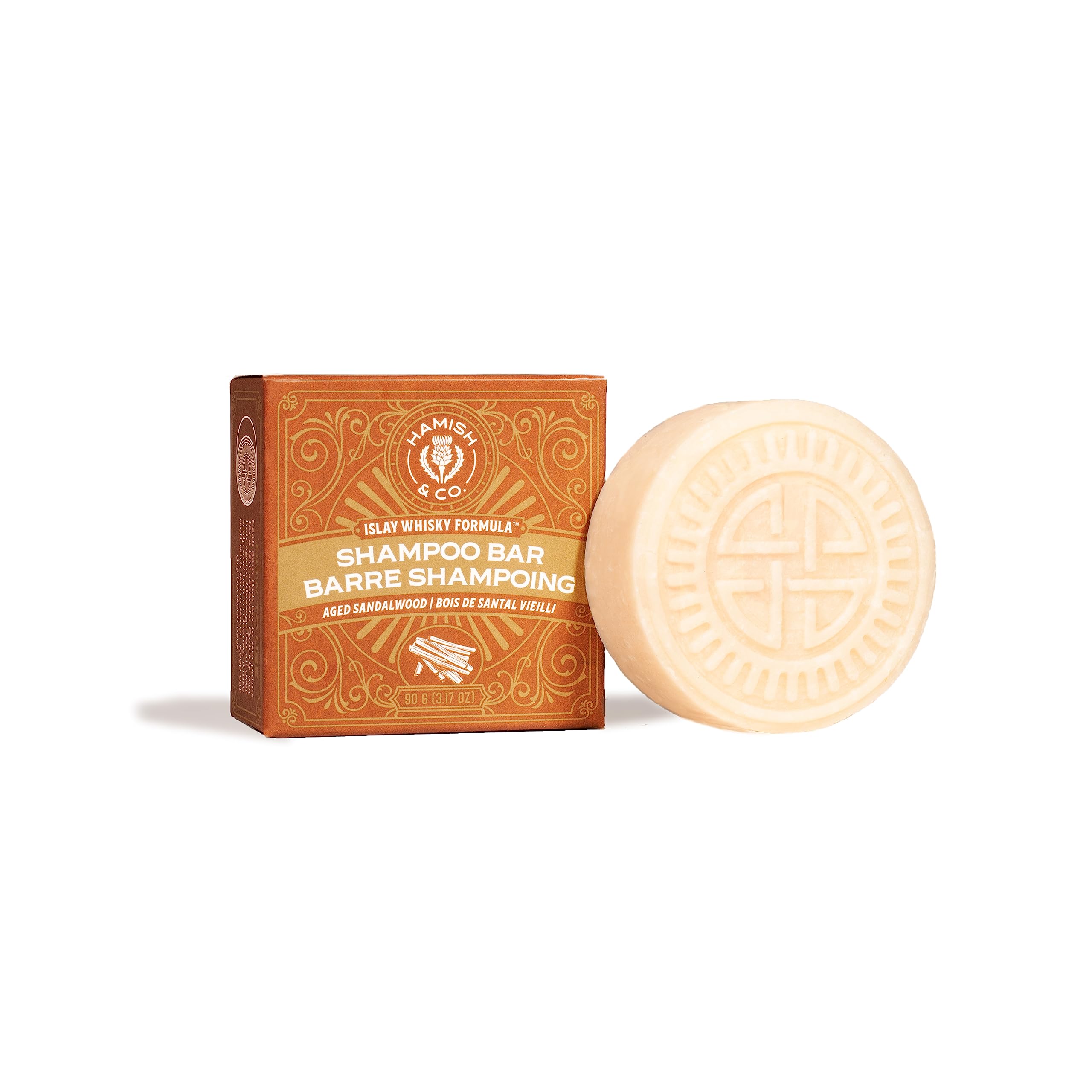 Viori Hamish & Co. Shampoo Bar - Aged Sandalwood - Shampoo for Men - Handcrafted with Scottish Islay and Whiskey Infused - Made from Natural Ingredients - Sulfate, Paraben, Cruelty, and Plastic-Free