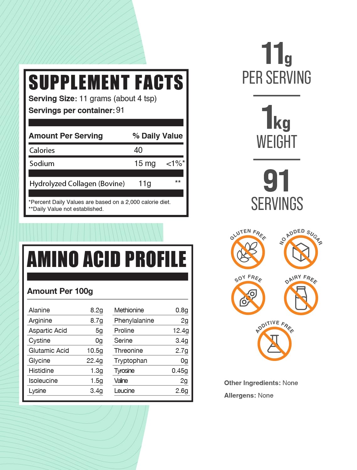 BulkSupplements.com Collagen Peptides Powder - Collagen Supplement, Bovine Collagen Powder - Powdered Collagen, Hydrolyzed & Gluten Free, 11g per Serving, 1kg (2.2 lbs) (Pack of 1)