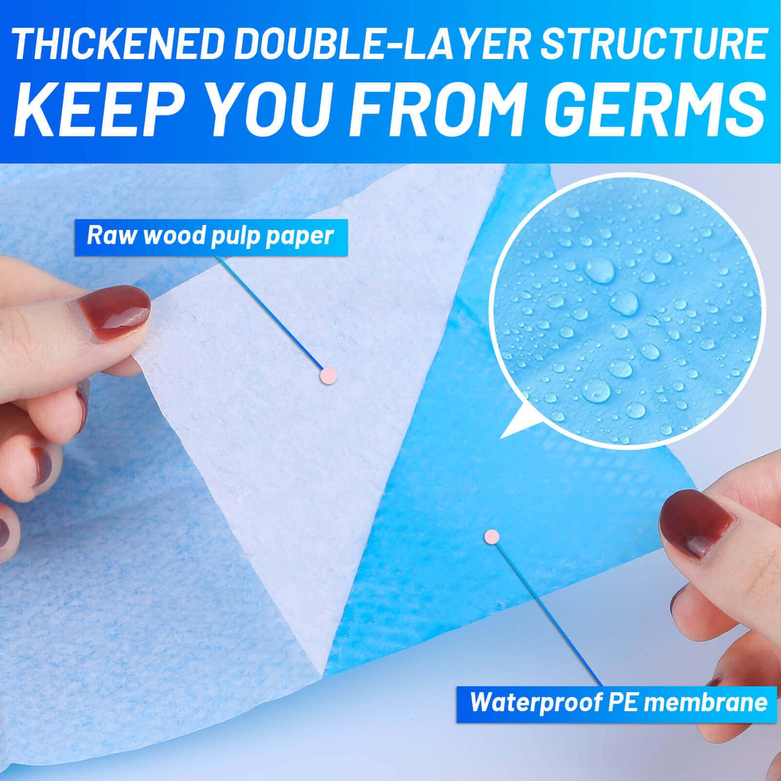 50 Pack Toilet Seat Covers Disposable - Waterproof 16x24 Inch Extra Large Individually Wrapped Toilet Seat Shields Travel Accessories for Adults Kids