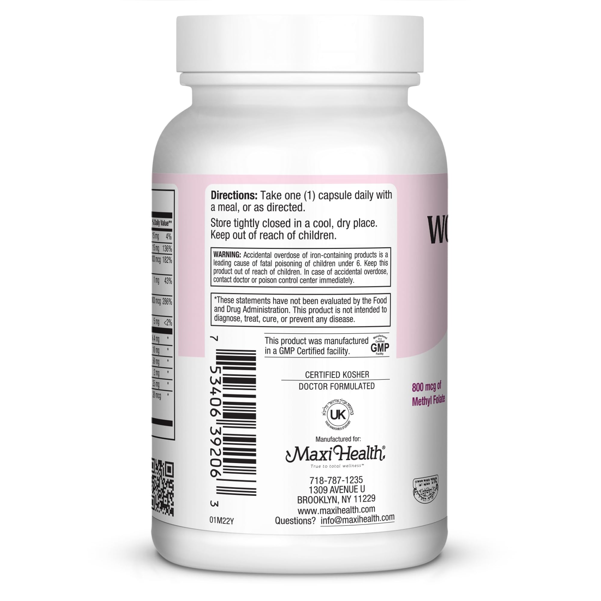 Maxi Health Women's Daily Multivitamin Biotin, Vitamins A B C D E, Calcium, Zinc, Lutein, Magnesium, Folate and More. Supports Gut Health for Women. Natural, Non-GMO, Gluten Free & Dairy Free Kosher