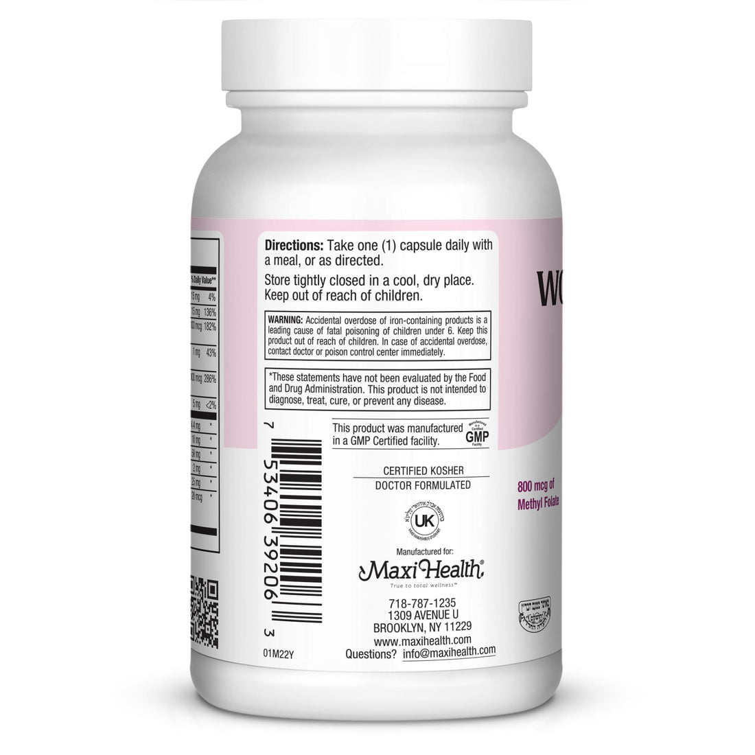 Maxi Health Women's Daily Multivitamin Biotin, Vitamins A B C D E, Calcium, Zinc, Lutein, Magnesium, Folate and More. Supports Gut Health for Women. Natural, Non-GMO, Gluten Free & Dairy Free Kosher