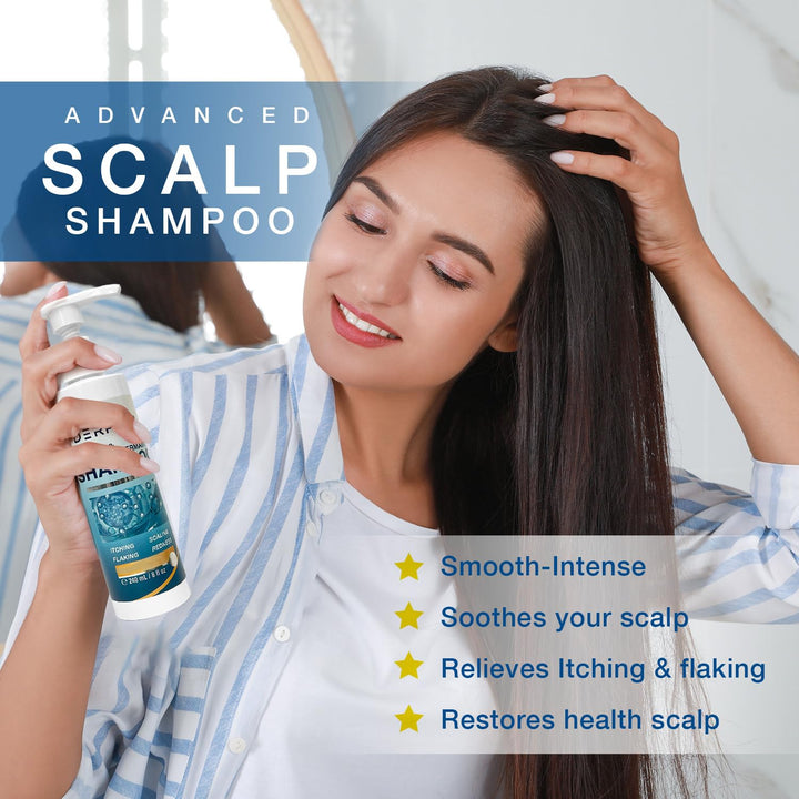DERPHEA Psoriasis Shampoo: Seborrheic Dermatitis Shampoo, Folliculitis - for Eczema Dandruff Itchy Dry Scalp - Safe Ingredients for All Skin Types - 8 Fl Oz