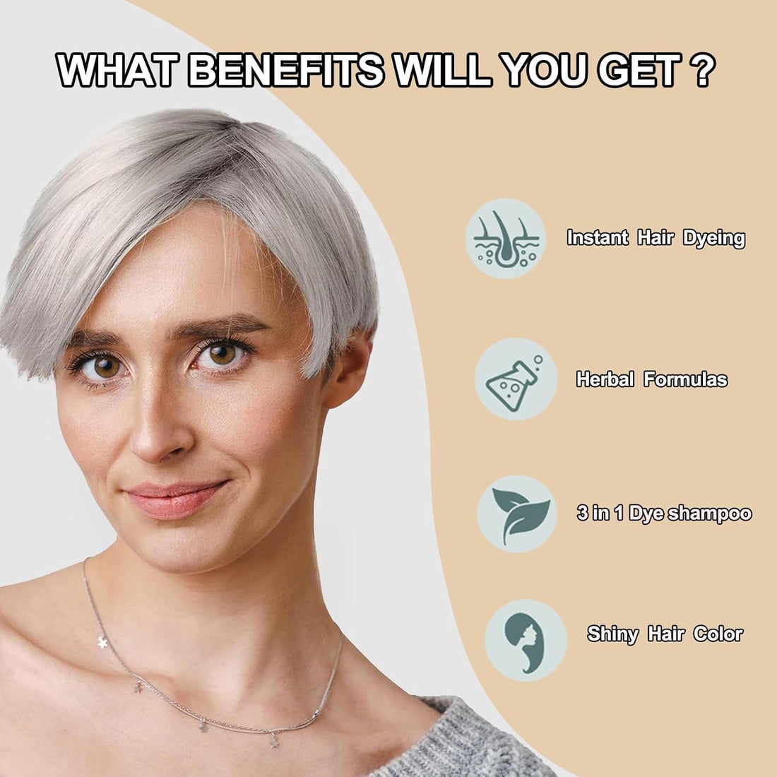 Silver Gray Hair Dye, Hair Dye Shampoo 3 in 1, Silver Hair Shampoo, Hair Color Shampoo for Gray Hair, Champu Para Canas & Shampoo Para Canas Mujer