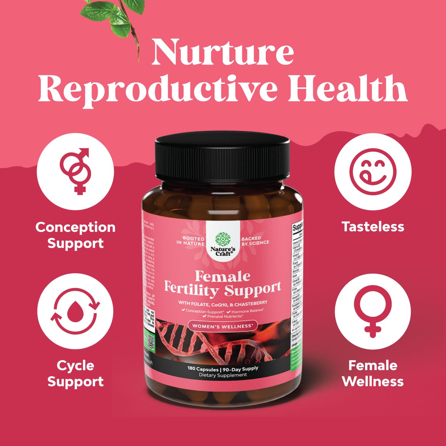 Fertility Supplement for Women with Prenatal Multivitamins - Female Fertility Support with Prenatal Choline Inositol Folate Chasteberry and CoQ10 Fertility Blend for Women to Promote Faster Conception