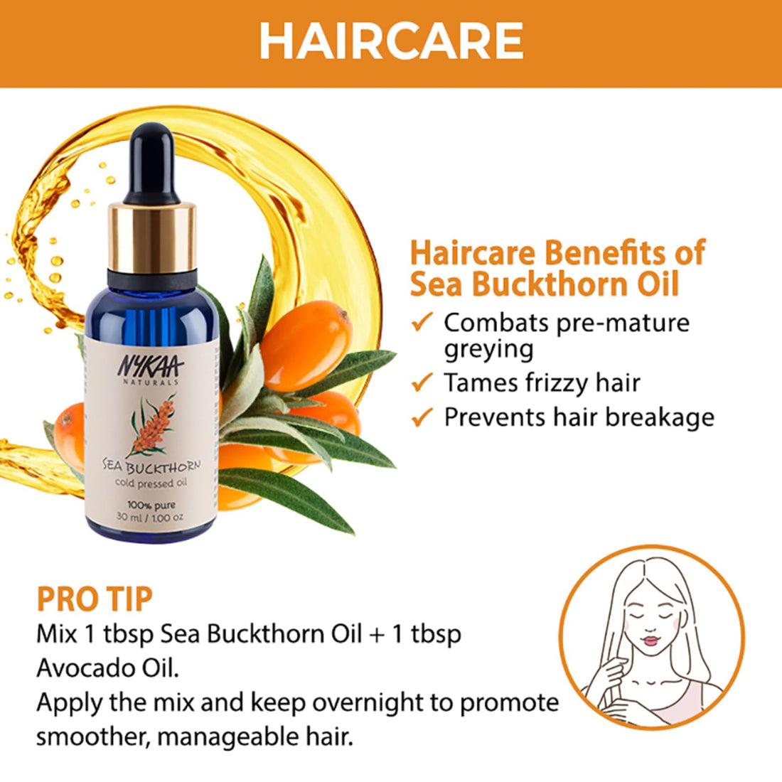 Nykaa Naturals 100 Percent Pure Cold Pressed - Sea Buckthorn for Women - 1 oz Oil