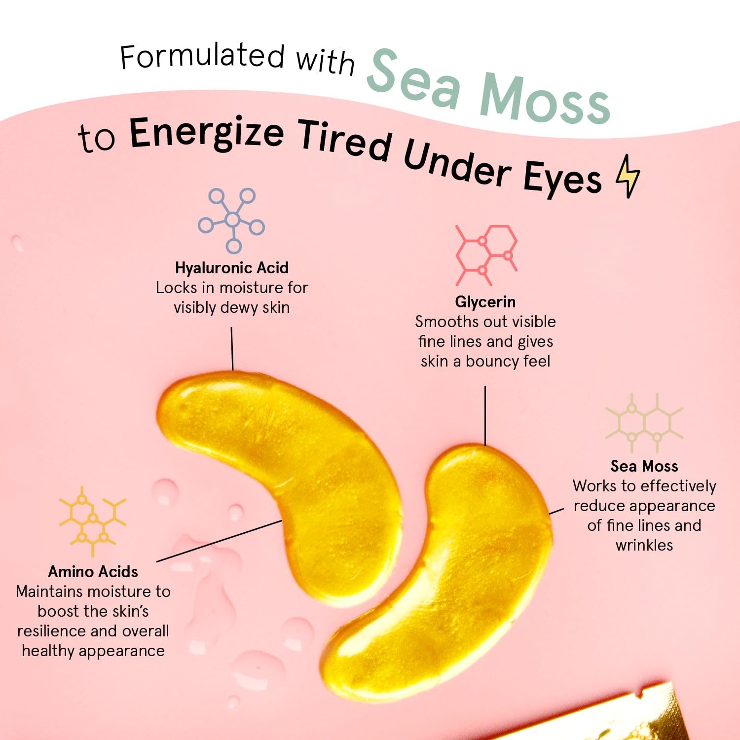 Under Eye Patches For Puffy Eyes (30 Pairs) - Vegan Energizing Under Eye Gel Pads for Dark Circles, Eye Bags, and Puffiness - by grace and stella