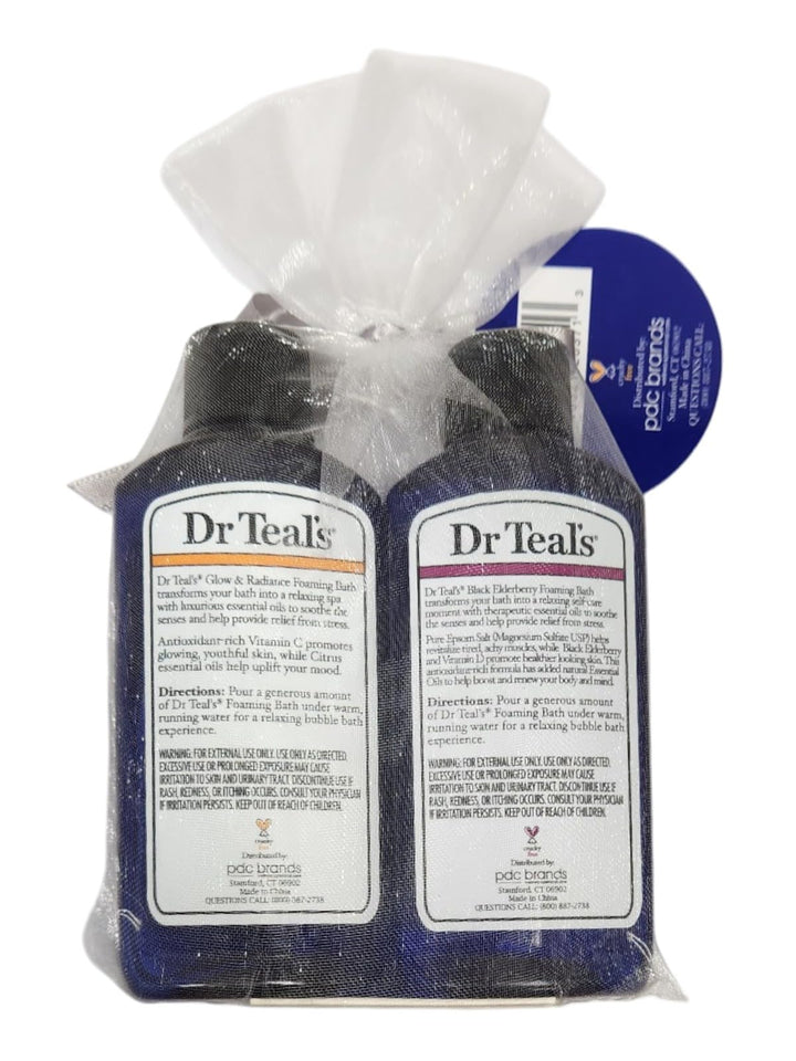 Dr Teal's Foaming Bath with Pure Epsom Salt Gift Set, Black Elderberry and Glow & Radiance, 3 Fl Oz Each