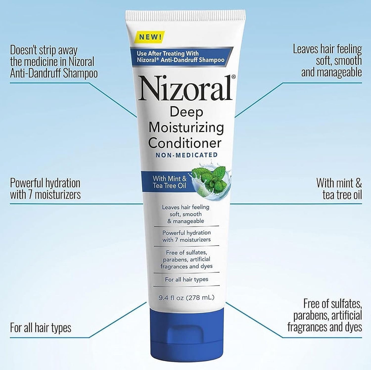 Nizoral Anti-Dandruff Shampoo, 14 Oz + Deep Moisturizing Conditioner, 9.4 Oz Bundle