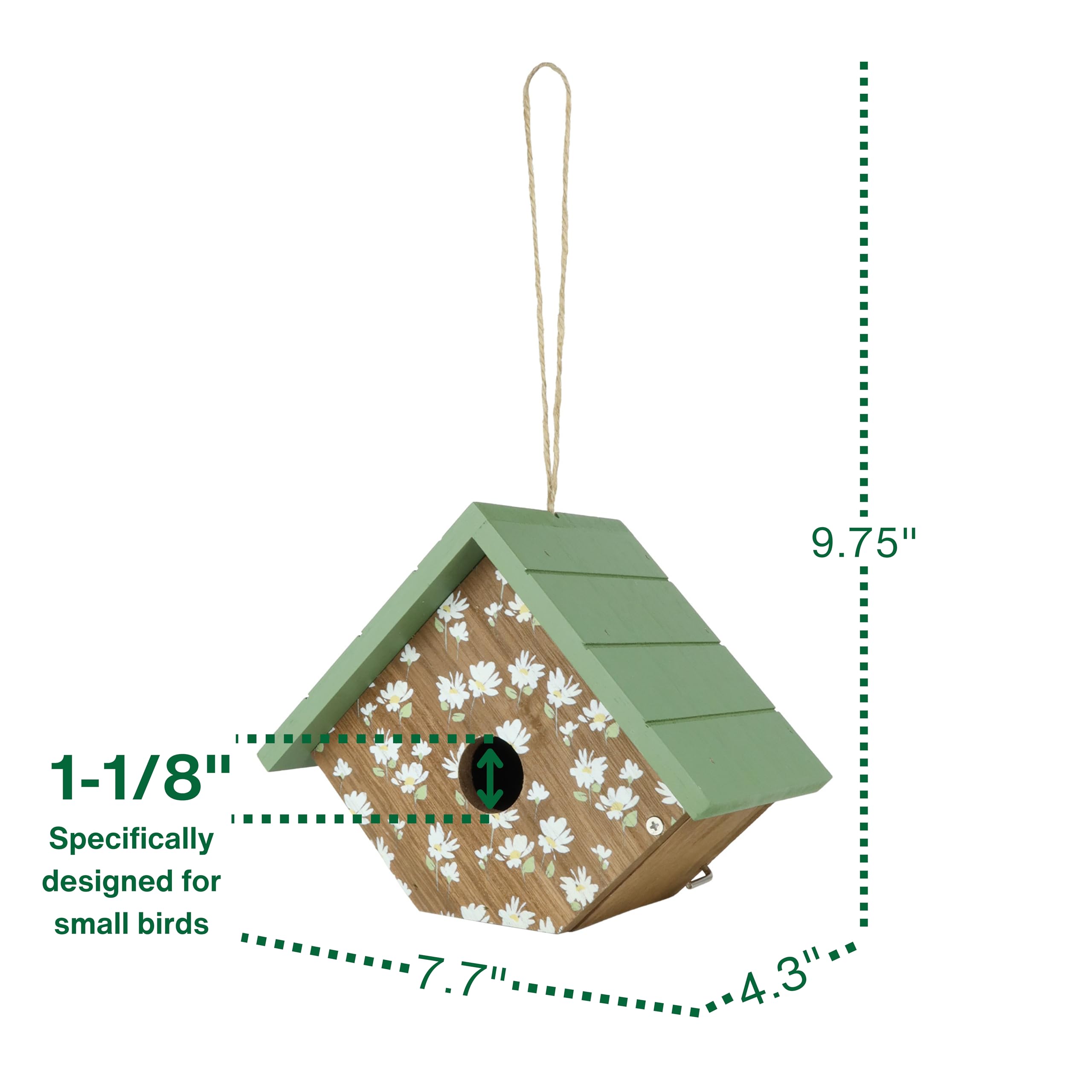 Wild Wings Decorative Wren House Springwood Daisy, Green