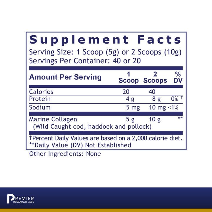 Premier Research Labs Marine Collagen - Marine Collagen Peptides, Hydrolyzed Marine Collagen Powder, Fish Collagen for Women and Men, 5g Collagen Per Serving for Skin, Joint, and Gut Health - 7 Oz