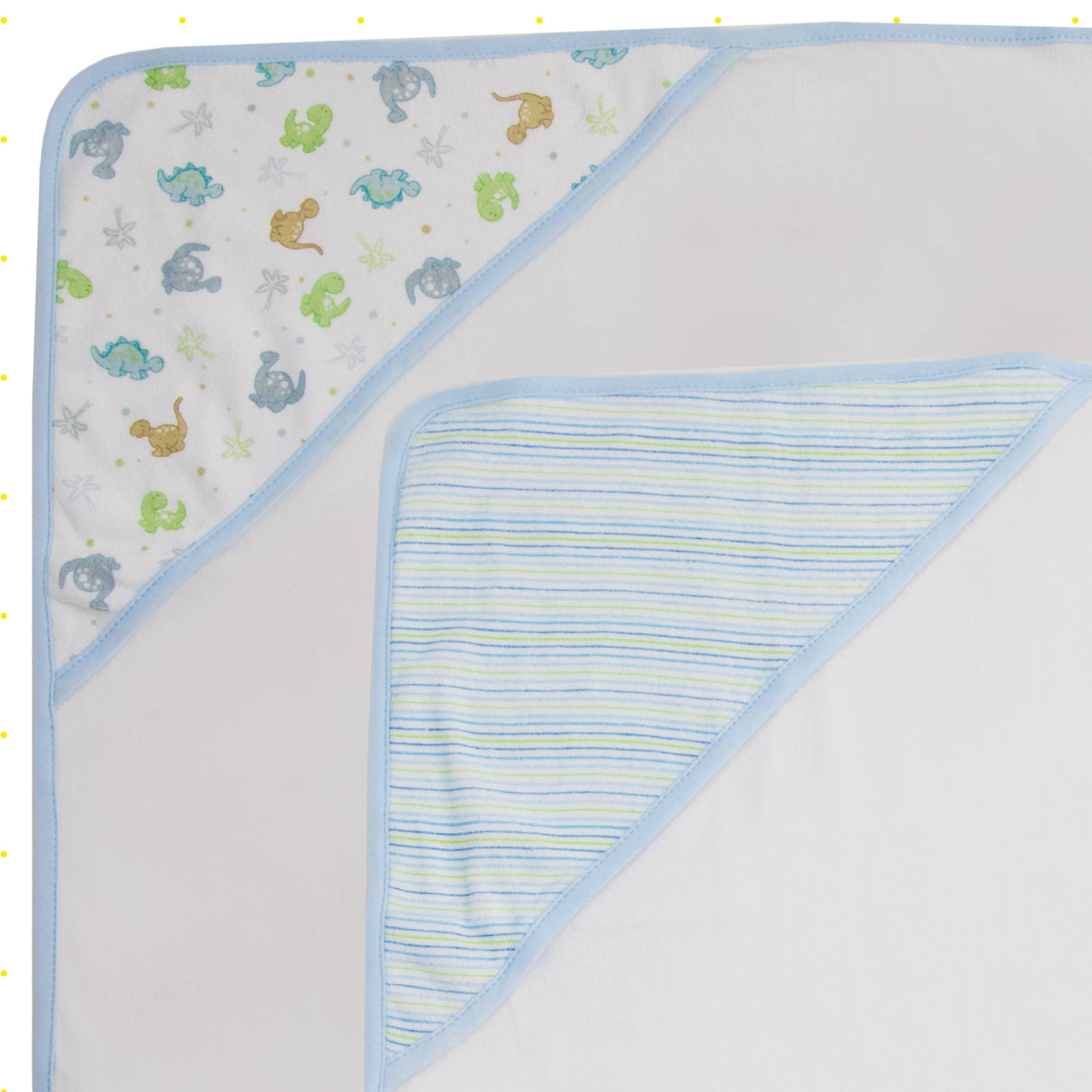 Spasilk Baby 3 Pack Soft Terry Hooded Towel Set for Newborn Boys and Girls Blue Dino, 26x30 Inch, (301-008)