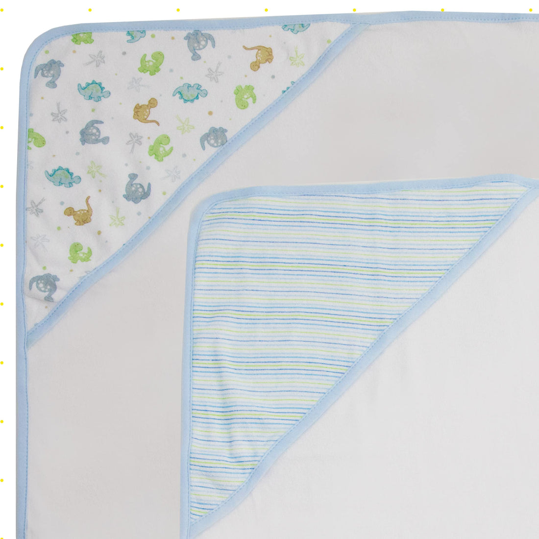 Spasilk Baby 3 Pack Soft Terry Hooded Towel Set for Newborn Boys and Girls Blue Dino, 26x30 Inch, (301-008)