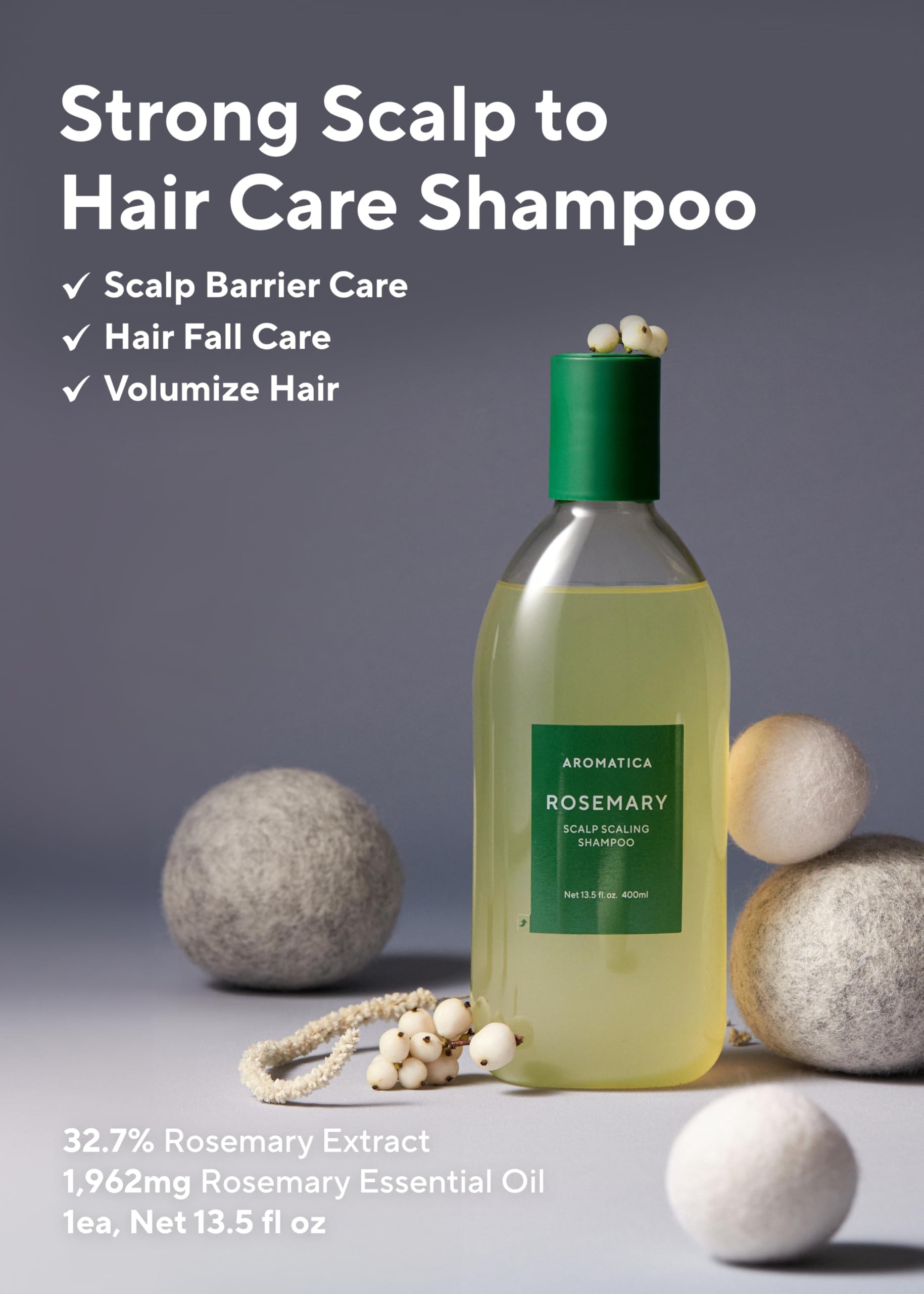 AROMATICA Rosemary Hair Care Holiday Gift Set - Shampoo for hair growth & Heat Protection Leave in Treatment & Scalp Treatment - Vegan and Silicone Free