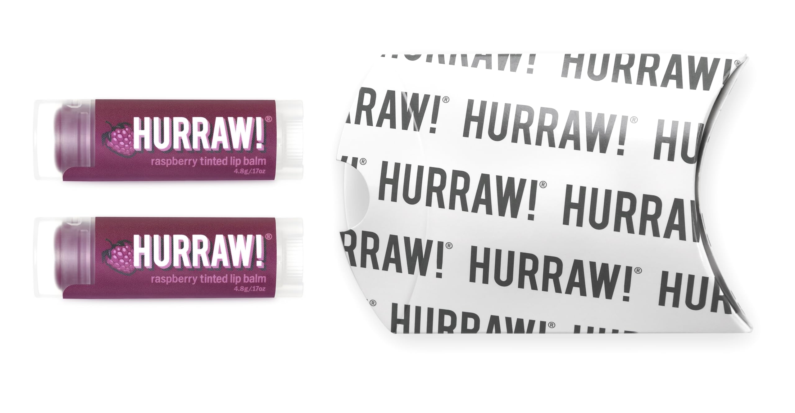 Hurraw! Raspberry Tinted Lip Balm, 2 Pack: (Sheer Berry Tint) Organic, Certified Vegan, Cruelty and Gluten Free. Non-GMO, 100% Natural Ingredients. Bee, Shea, Soy and Palm Free. Made in USA