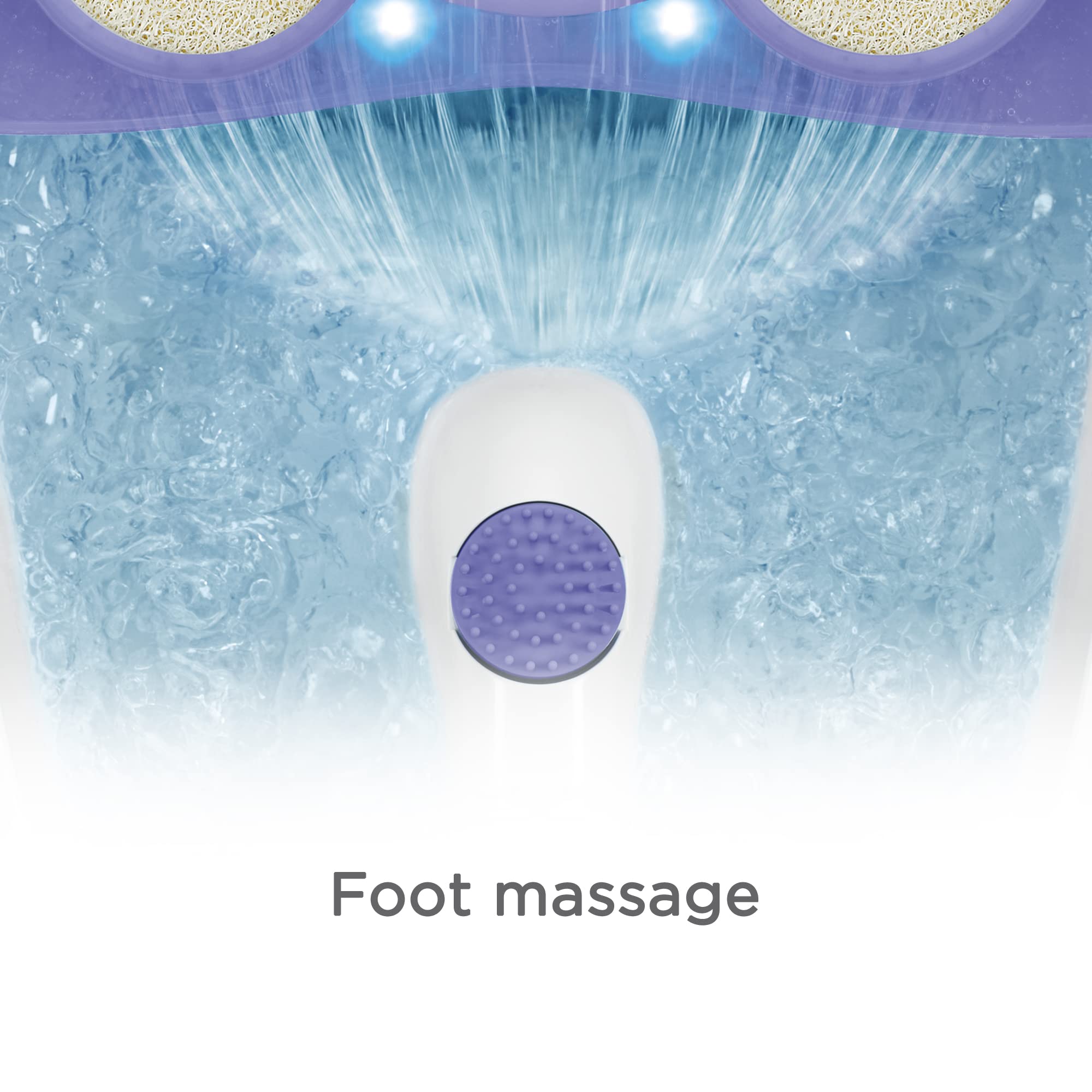 Conair Waterfall Pedicure Foot Spa Bath with Blue LED Lights, Massaging Bubbles and Massage Rollers, Purple/White