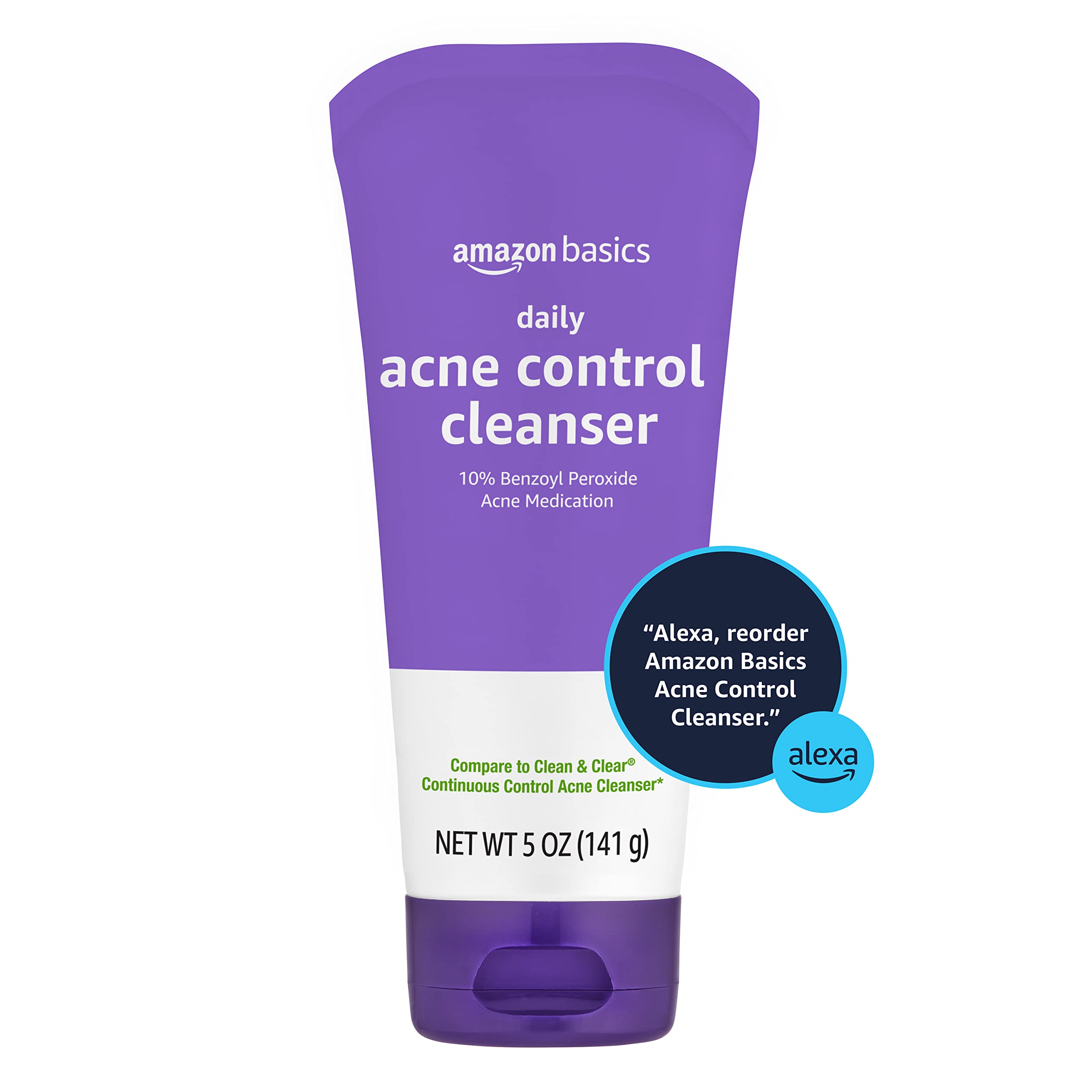 Amazon Basics Acne Cleanser Face Wash - Daily Control, Maximum Strength 10% Benzoyl Peroxide, 5 Ounce (Pack of 3)