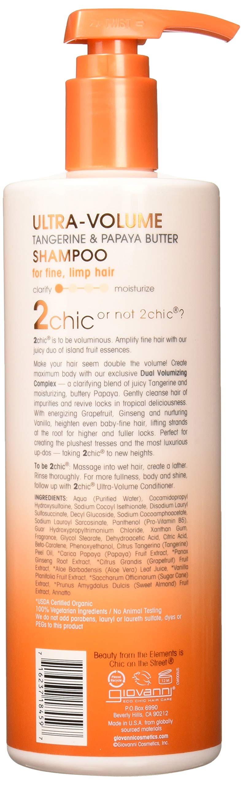 Giovanni Hair Care Products 2chic Shampoo - Ultra-Volume Tangerine and Papaya Butter - 24 fl oz - Gluten Free -
