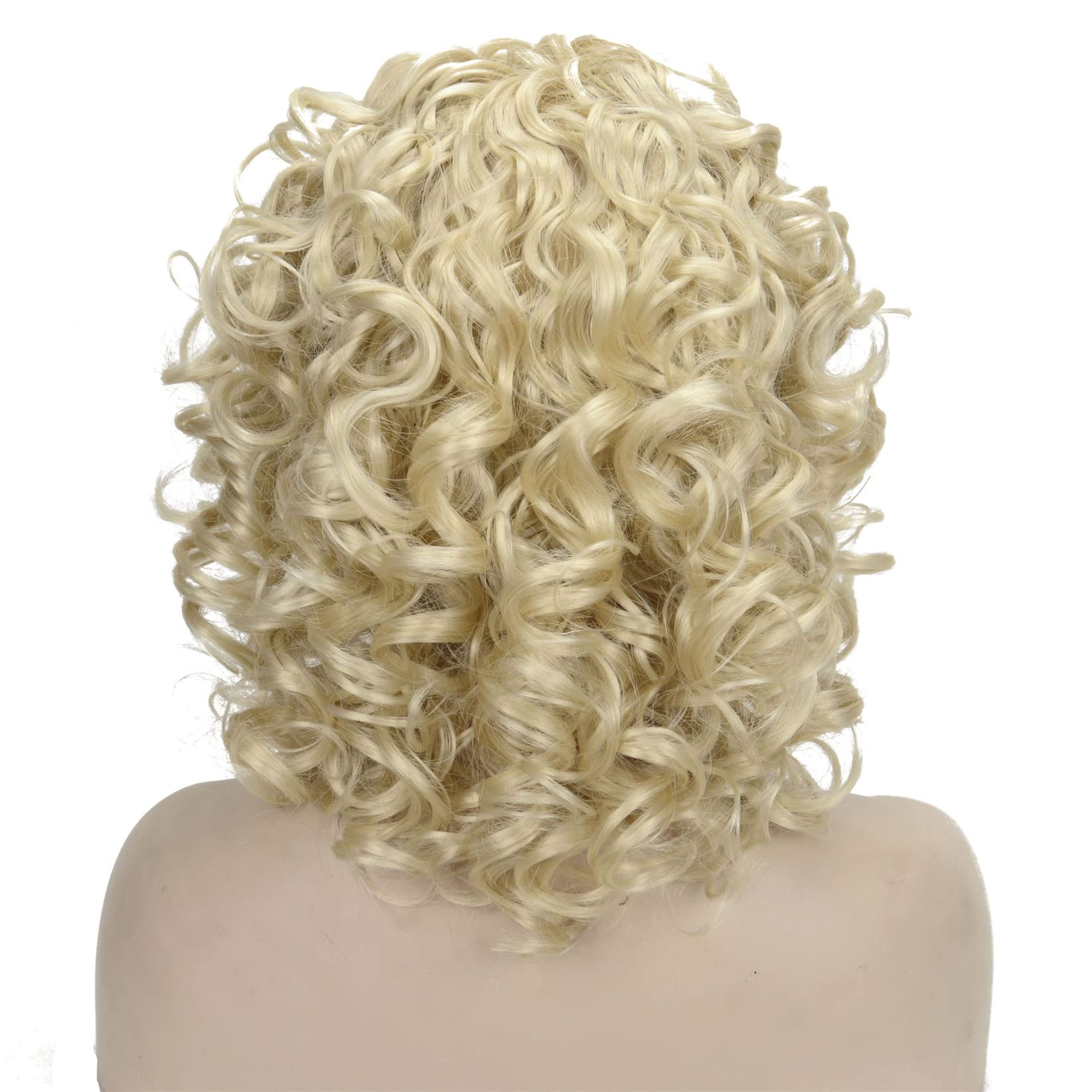 #613-Pale Blonde: Aimole Short Curly Wigs Women'S Wig 3/4 Half Head Wig With Black Headband #613 Pale Blonde