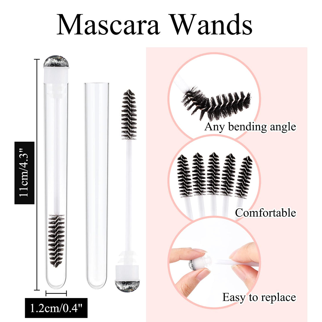 Dming 20pcs Eyelash brush Lash Wand Makeup tool Eyelash Extension supplies Cleaning brush Diamond Mascara foil black