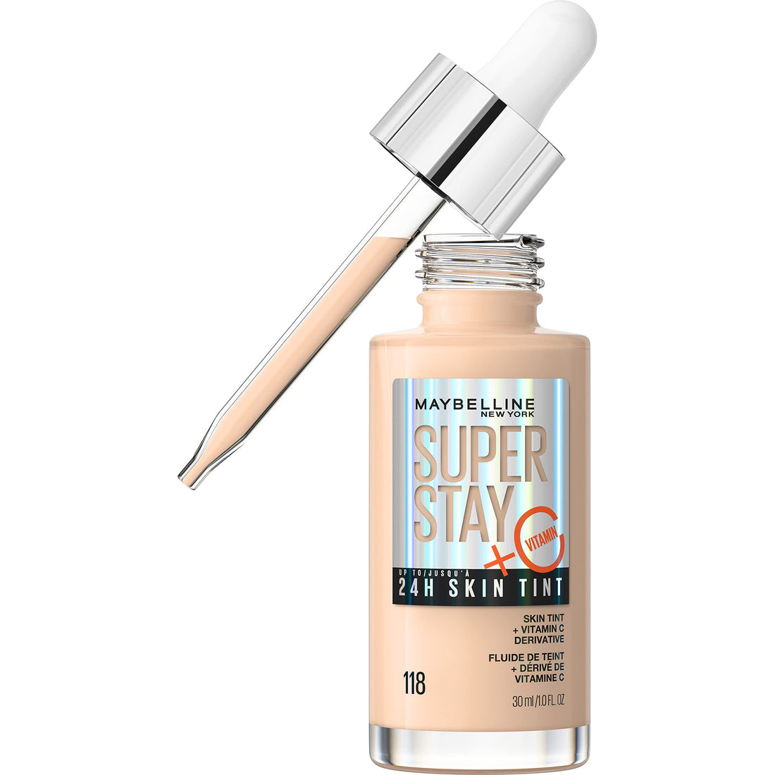 Maybelline Super Stay Up to 24HR Skin Tint - Radiant Light to Medium Coverage Foundation With Vitamin C, 118, 1 Count