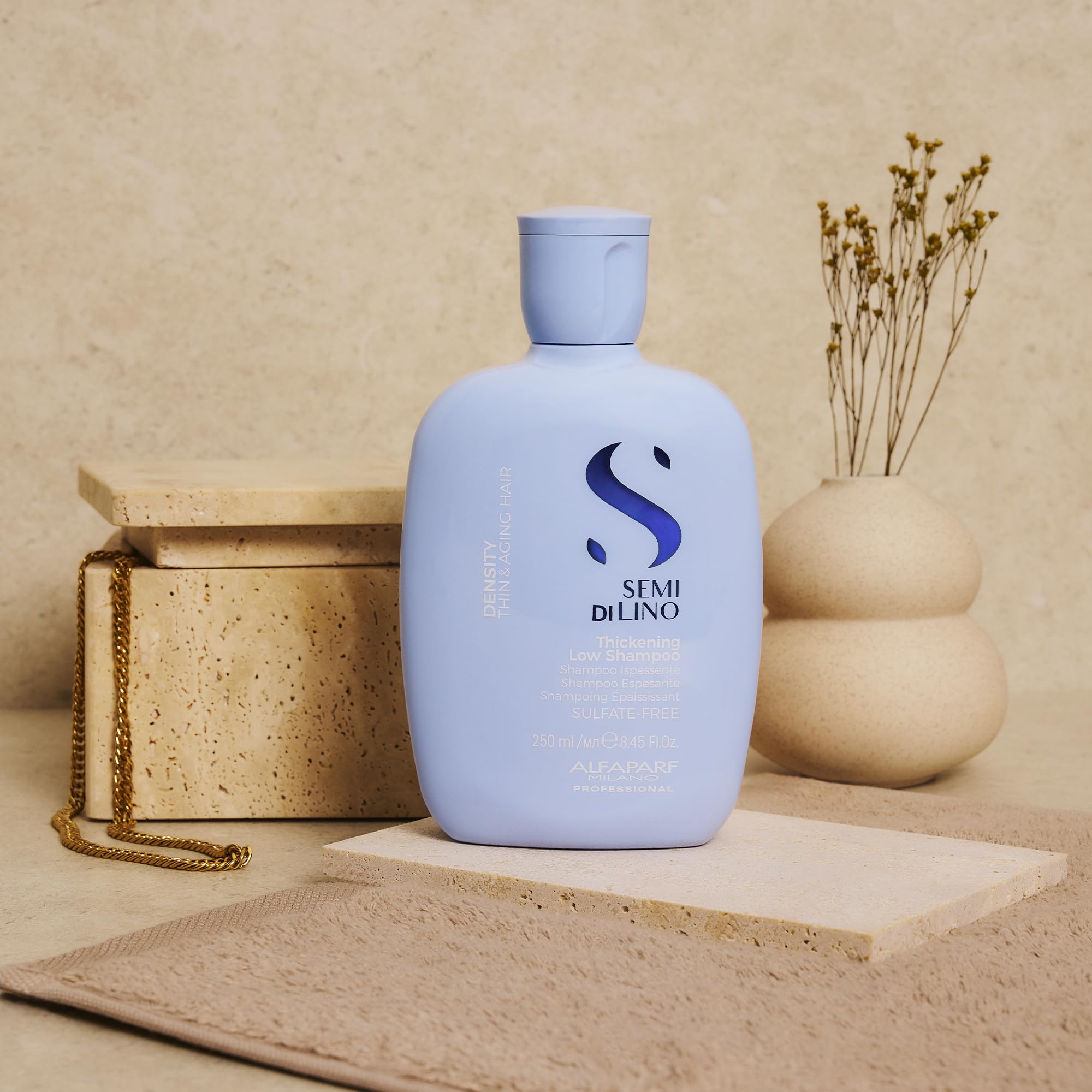 Alfaparf Milano Semi Di Lino Density Shampoo - Sulfate-Free Hair Thickening Shampoo - Gentle Cleansing Shampoo with Filler Complex - Protects & Hydrates for Long-Lasting Color