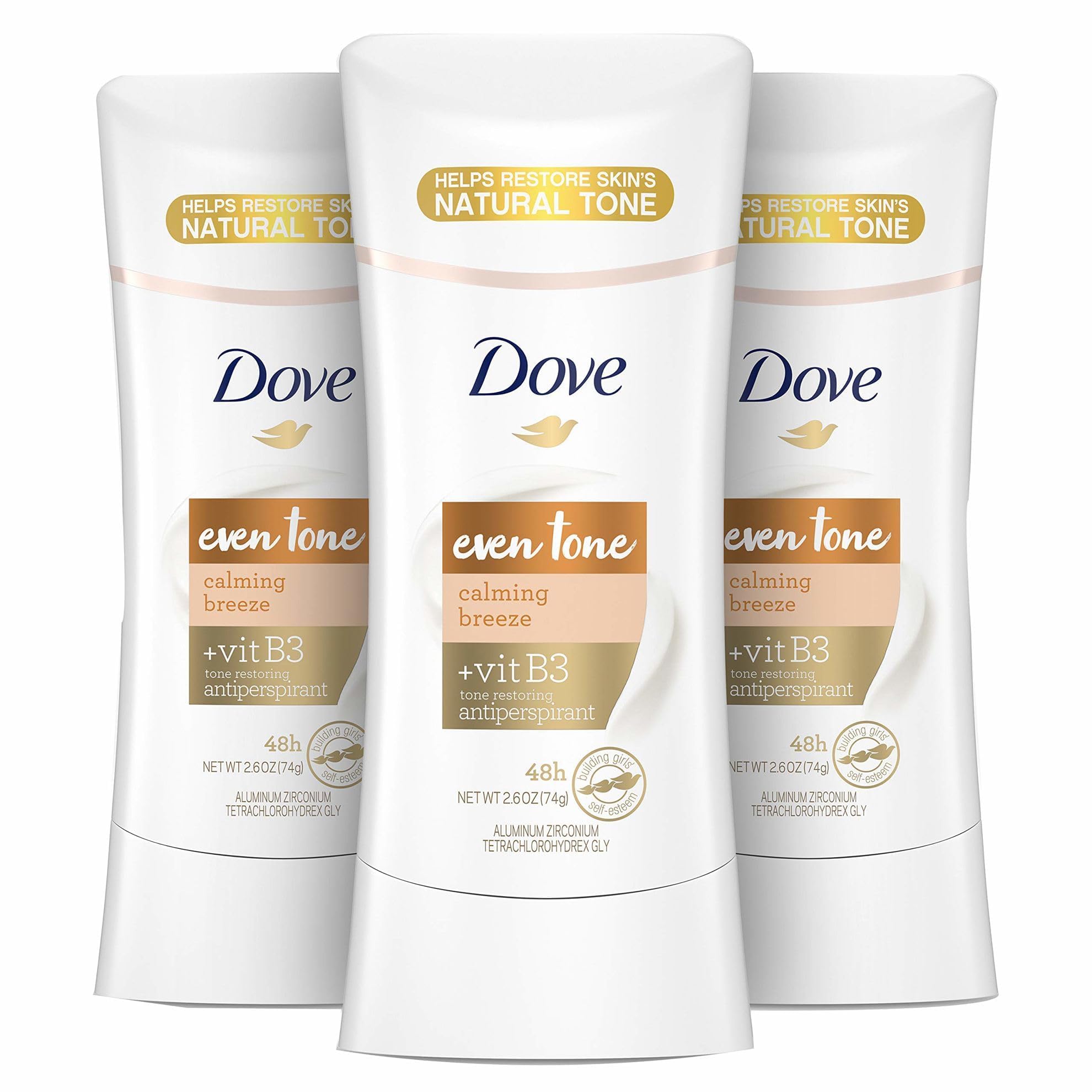 Dove Even Tone Antiperspirant Deodorant for Uneven Skin Tone Calming Breeze Sweat Block for All-Day Fresh Feeling 2.6 oz 3 Count