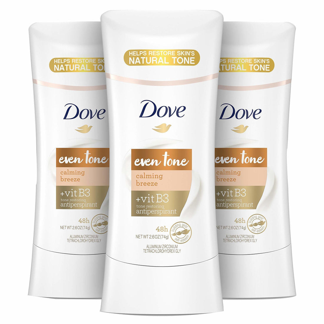 Dove Even Tone Antiperspirant Deodorant for Uneven Skin Tone Calming Breeze Sweat Block for All-Day Fresh Feeling 2.6 oz 3 Count