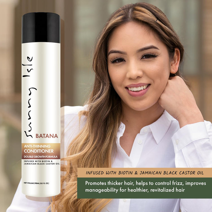 Sunny Isle Batana Anti-Thinning Conditioner 10.1oz Infused with Biotin and Jamaican Black Castor Oil | Double Growth Formula