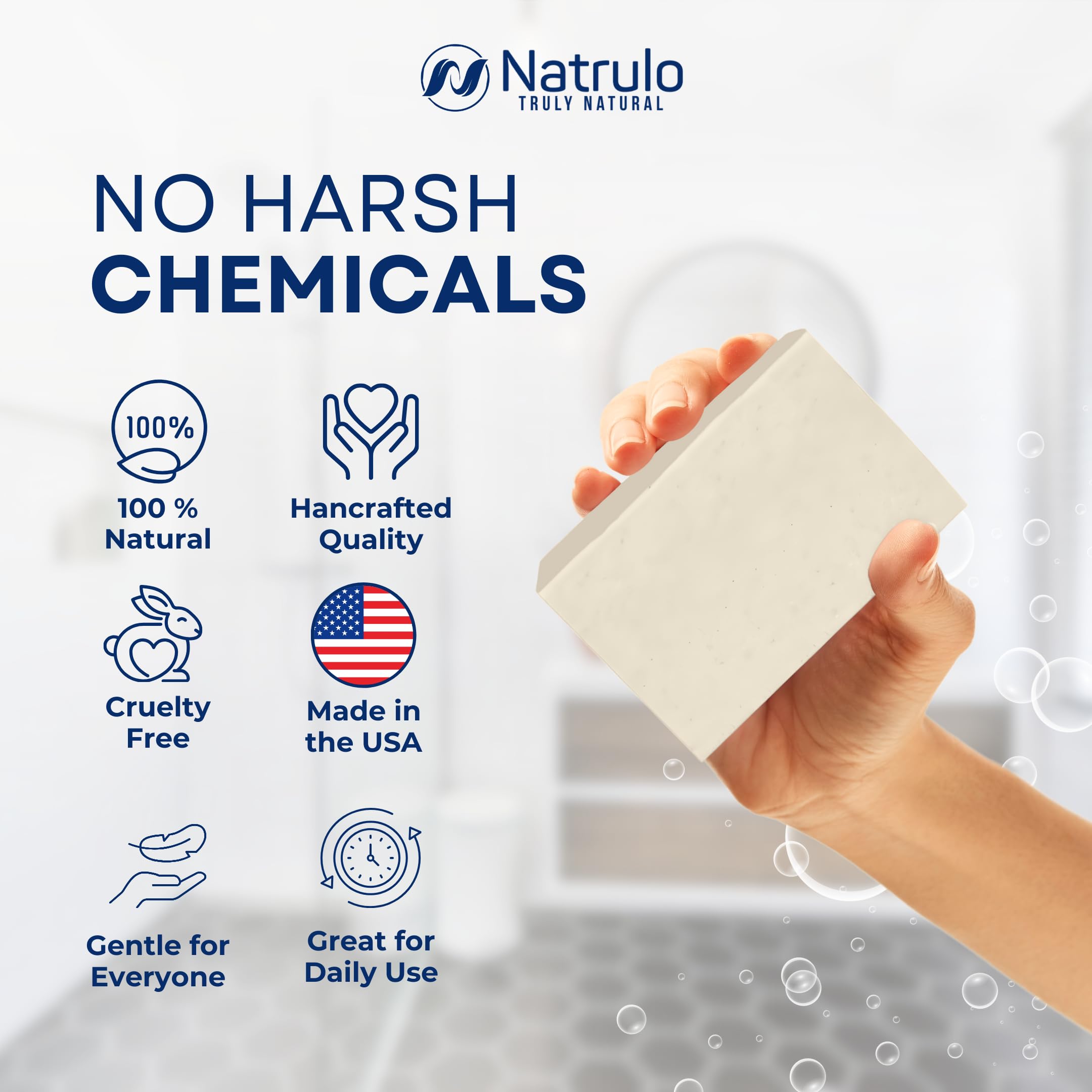 Colloidal Silver Soap Bar, 4oz Unscented – Natural Handmade in USA Pure Cleanser for Face, Body & Hands – Cleansing, Moisturizing, Soothing Itch Relief Wash for Sensitive Skin, Acne, Hyperpigmentation