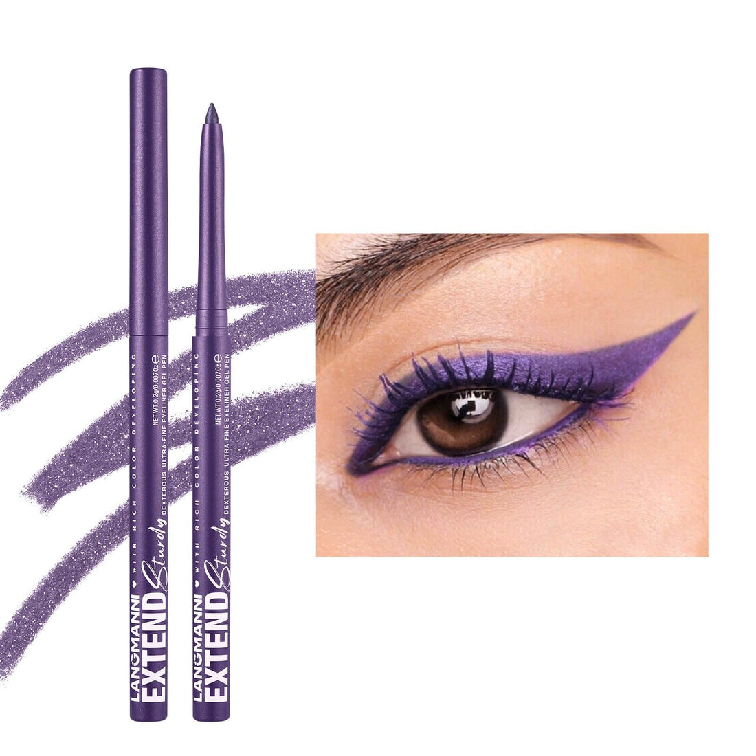 Mefyhtune Purple Waterproof Eyeliner Pencil Retractable Cream Purple Gel Eyeliner Smudge-proof Hypoallergenic (06#)