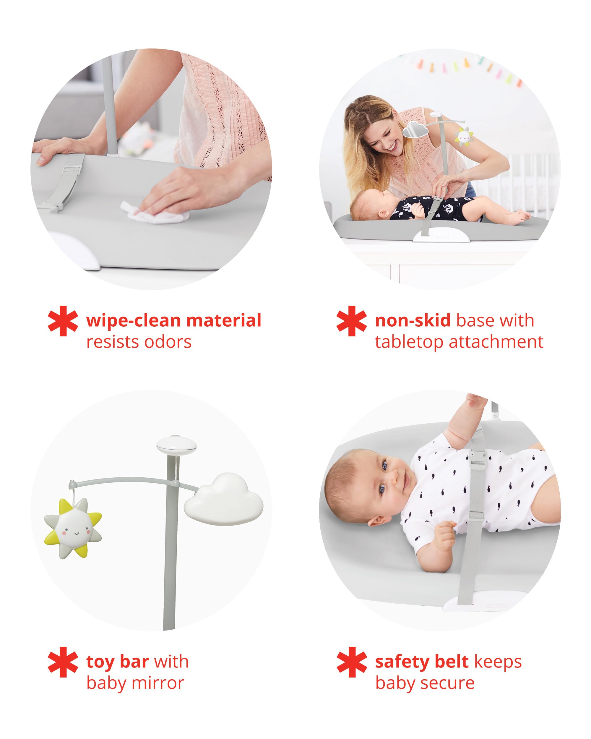 Skip Hop Baby Changing Pad Nursery Style Wipe-Clean Contoured with Cushioned Foam Grey