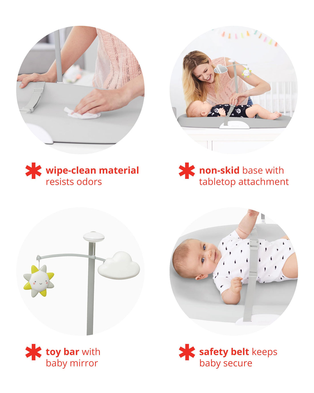 Skip Hop Baby Changing Pad Nursery Style Wipe-Clean Contoured with Cushioned Foam Grey