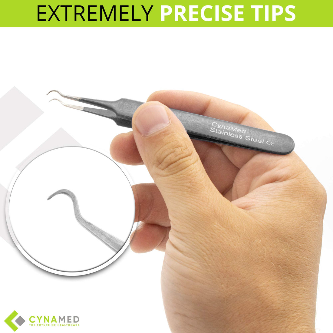 Blackhead Tweezer - Professional Curved Steel Tip Surgical Comedone & Splinter Extractor By Rapid Vitality. Ideal Blemish & Acne Remover Tool Means Flawless Facial Skin (Black)