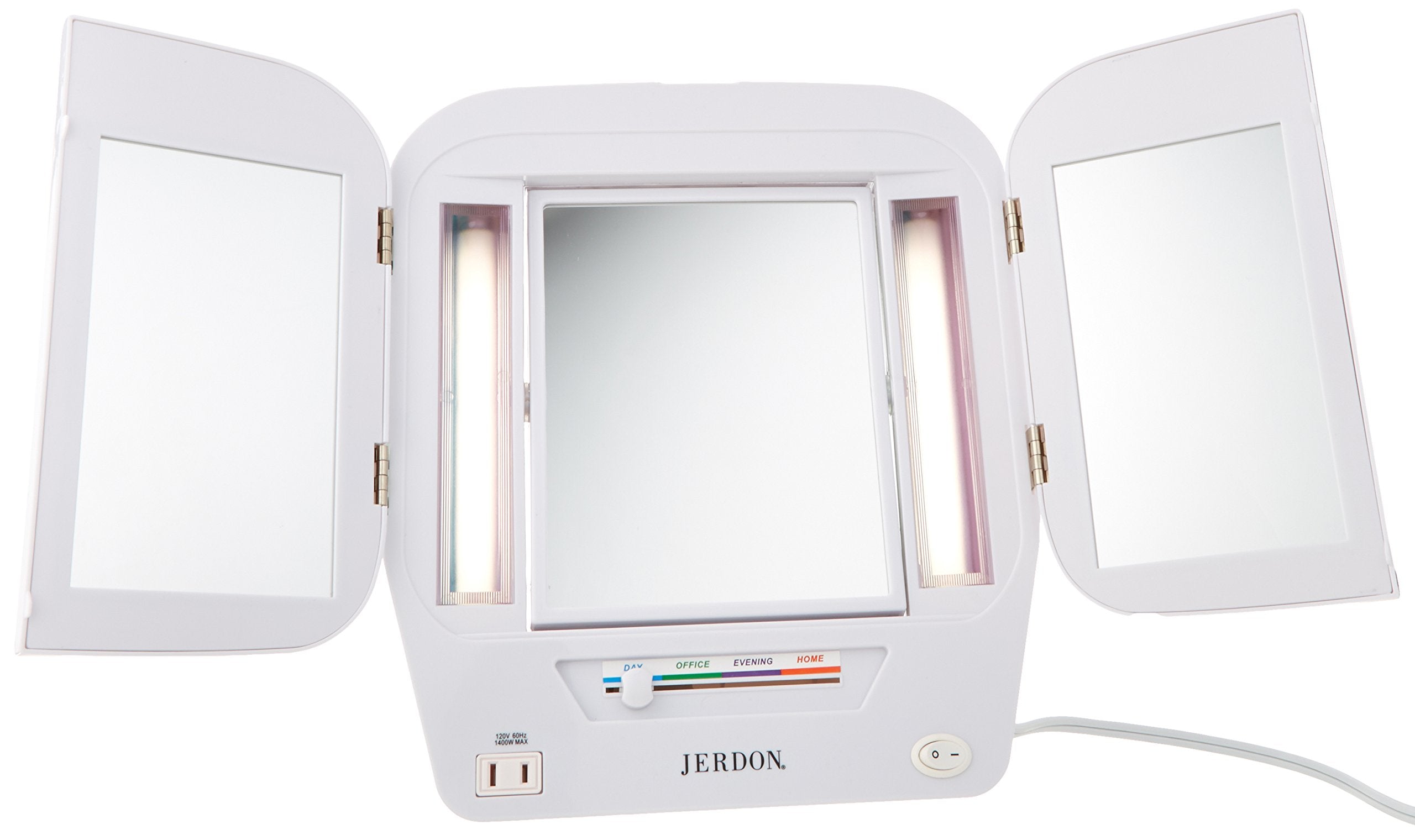 Jerdon JGL10W Lighted Makeup Mirror with 5X Magnification, White Finish, 11 x 3 x 12.5