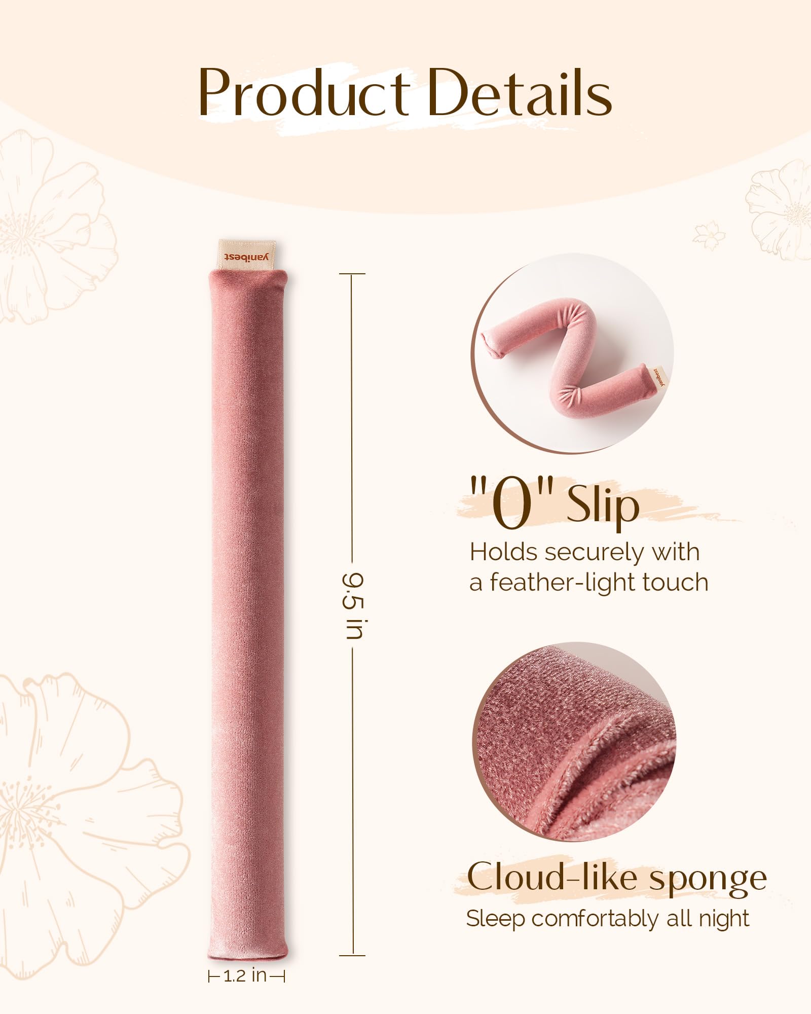 Yanibest Heatless Curling Rods - 4 Pcs Heatless Curls Overnight, No Damage Hair Rollers for Women, Velvet Hair Curlers to Sleep in