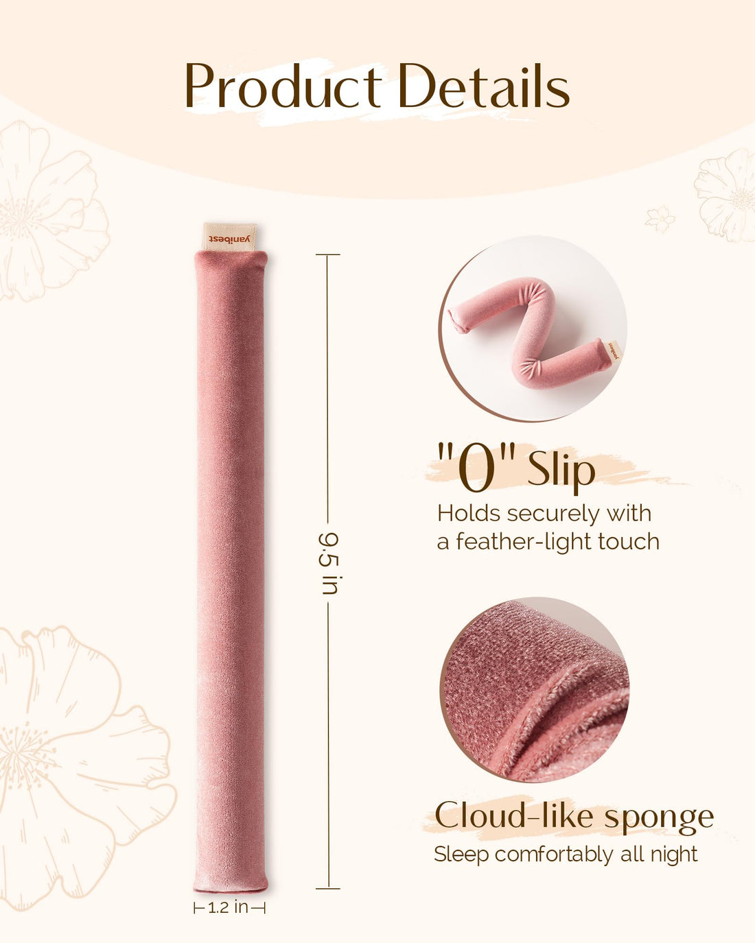 Yanibest Heatless Curling Rods - 4 Pcs Heatless Curls Overnight, No Damage Hair Rollers for Women, Velvet Hair Curlers to Sleep in