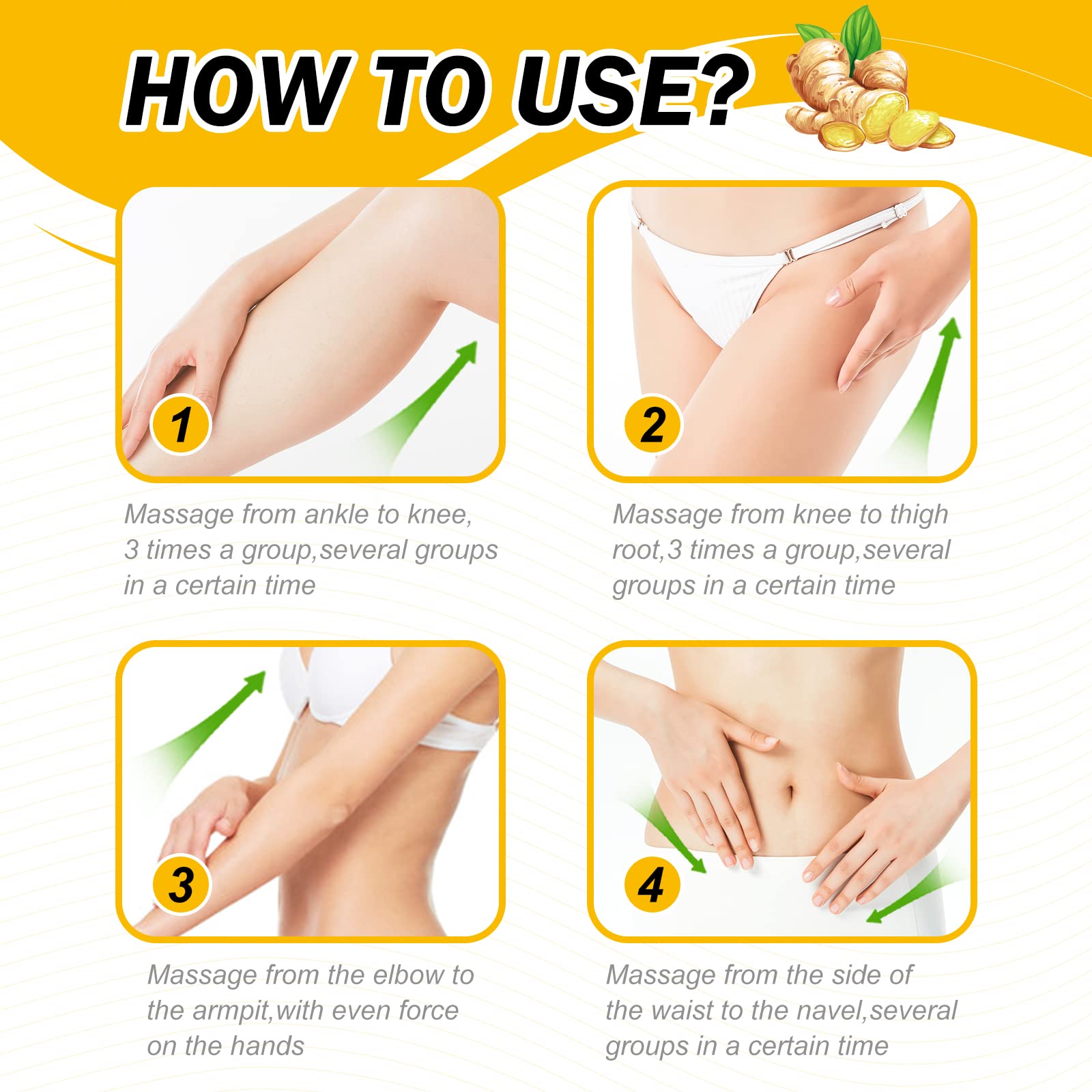 ALIVER Fat Burning Cream Lose Weight Fast for Women, Ginger Slimming Cream That Burns Stomach Body Fat, Cellulite Cream for Thighs, Belly and Butt