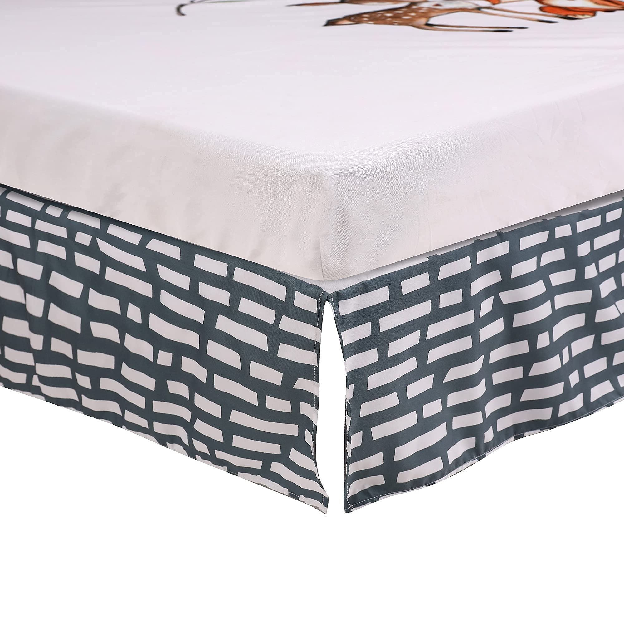 PINNKKU 3-Piece Crib Bedding Set for Boys, Includes Crib Skirt, Blanket, Sheet, Woodland Animals, Standard Size