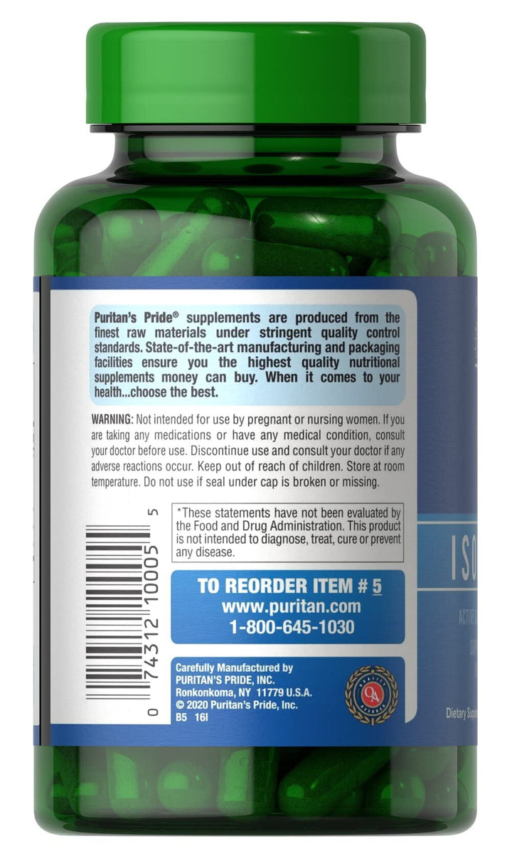 Puritan's Pride Non-GMO Soy Isoflavones Capsule 750 Mg, May Help with hot Flashes in menopausal Women*, 120 ct