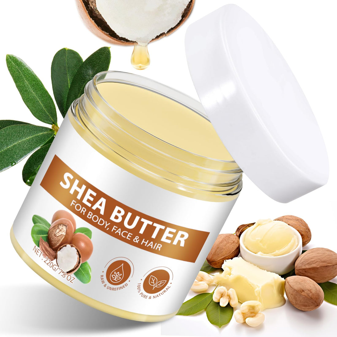 Mariayu Shea Butter, Shea Butter Raw Organic, Soothes, Nourishes and Softens Dry Skin, Raw & Undefined Shea Butter Suitable for All Skin Types-7.8 oz