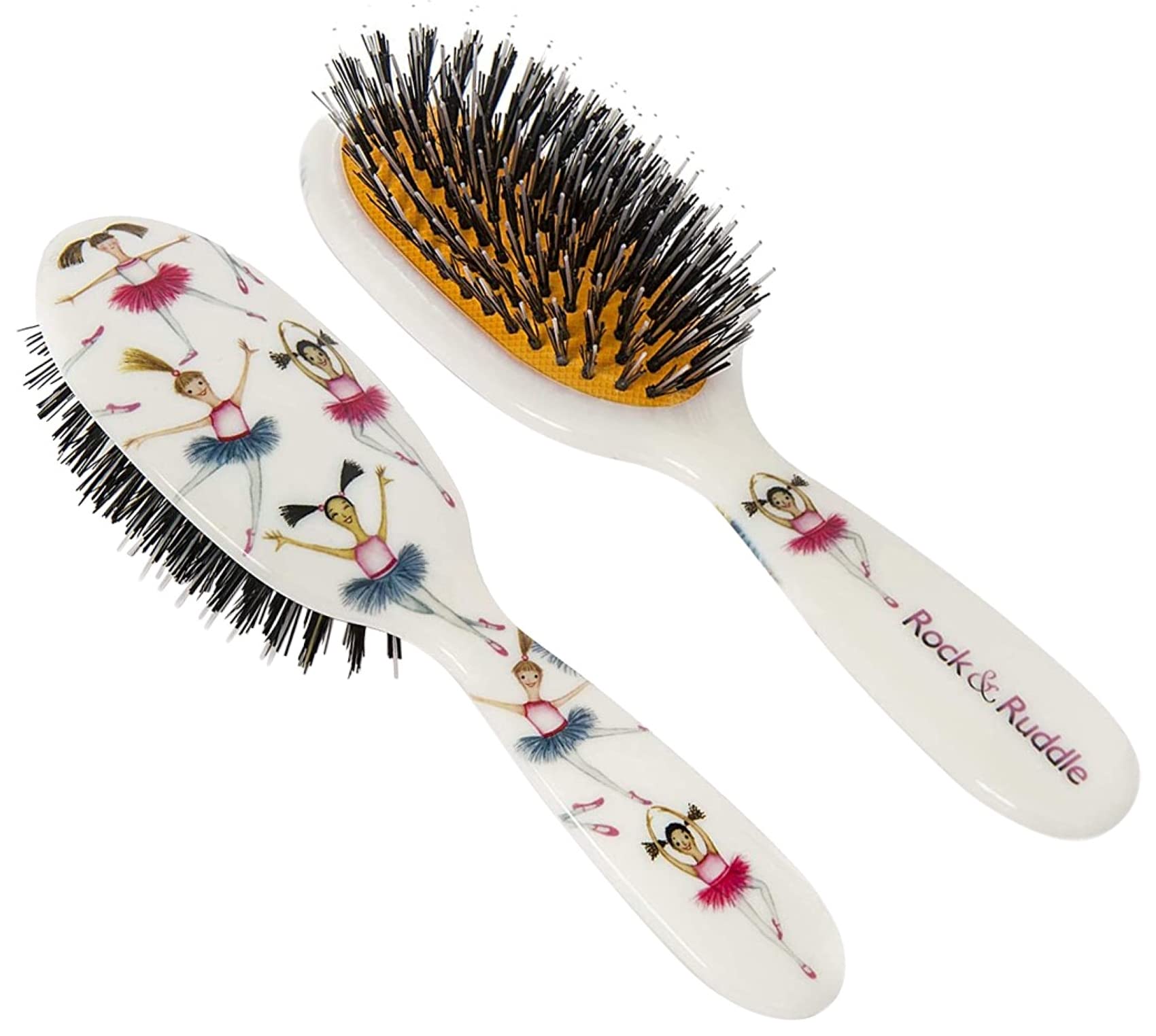 Rock & Ruddle Natural Mixed Bristle Hair Brush for Women and Kids. Perfect for Wet or Dry Hair Detangling, Smoothing and Blowdrying. Bring out a Healthy Shine. Ballet Dancers Design, Small