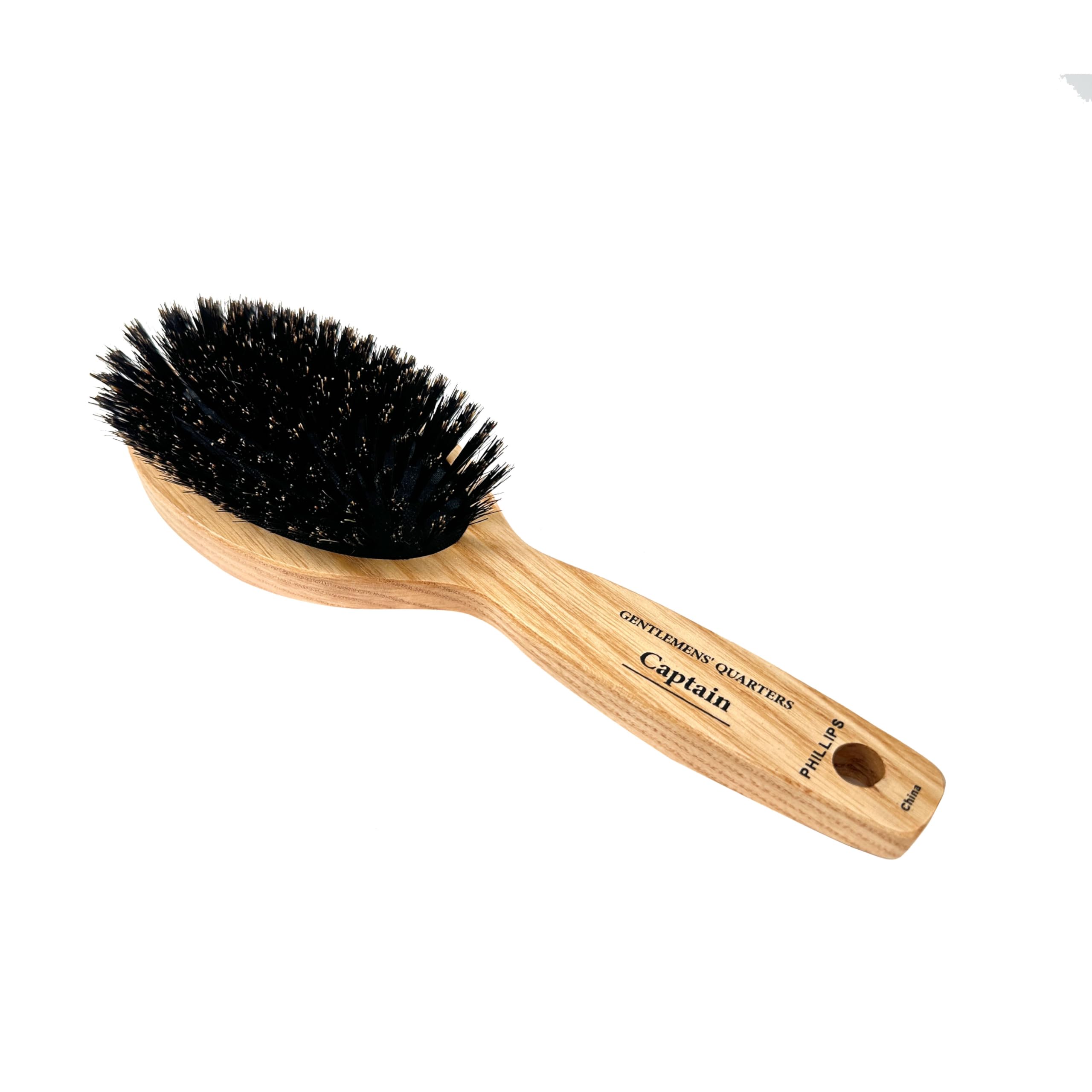 Phillips Brush Gentlemens’ Quarters Captain Oval Cushion Boar Bristle Hair Brush