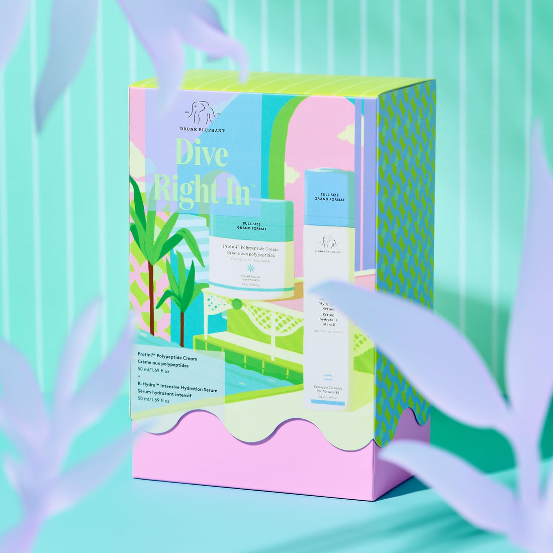 Drunk Elephant Dive Right In Kit- Full-Size Protini Polypeptide Cream and B-Hydra Hydration Serum