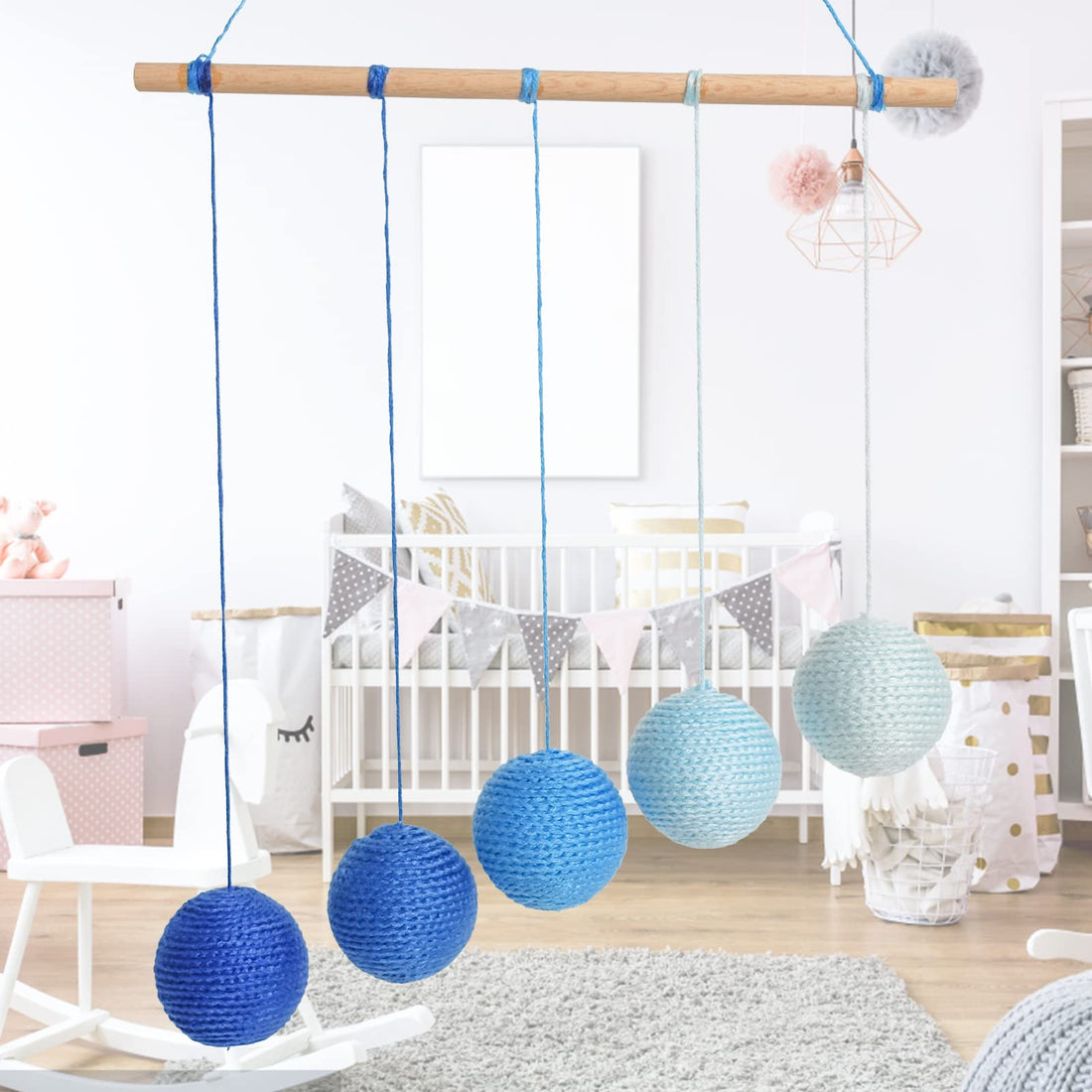 LEADER JOY Montessori Munari Mobile Visual Mobiles Black White Felt Handmade Shape and Color Recognition