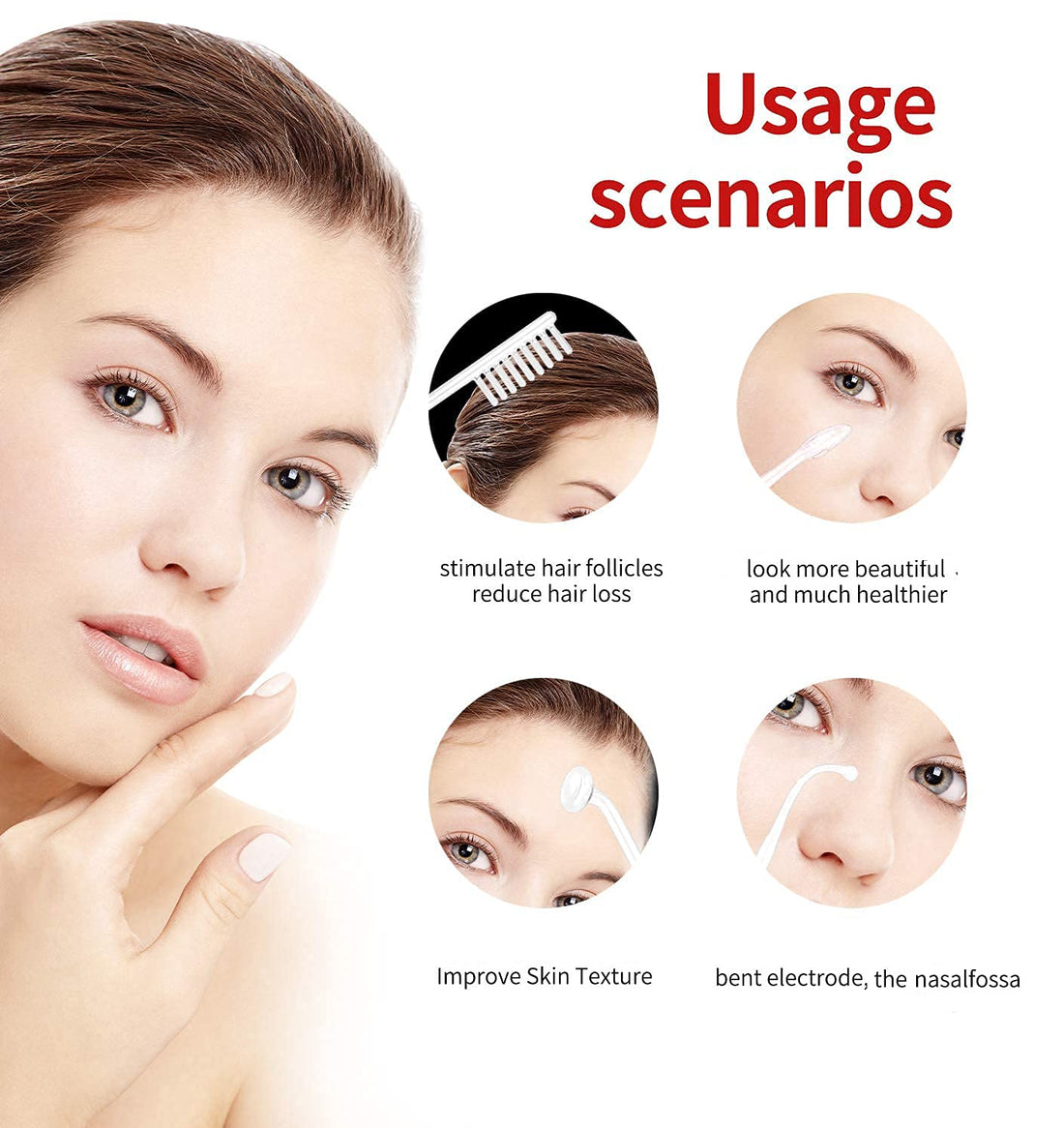Quiet&Far High Frequency Facial Wand/Machine with 5 Argon Parts Skin care Tool for Wrinkles Reducing Face Skin Tightening.