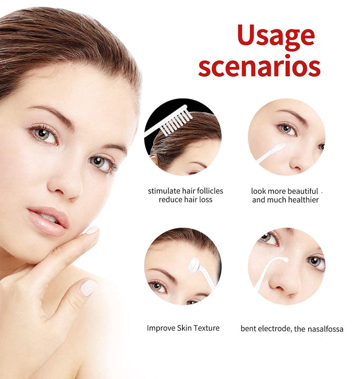 Quiet&Far High Frequency Facial Wand/Machine with 5 Argon Parts Skin care Tool for Wrinkles Reducing Face Skin Tightening.