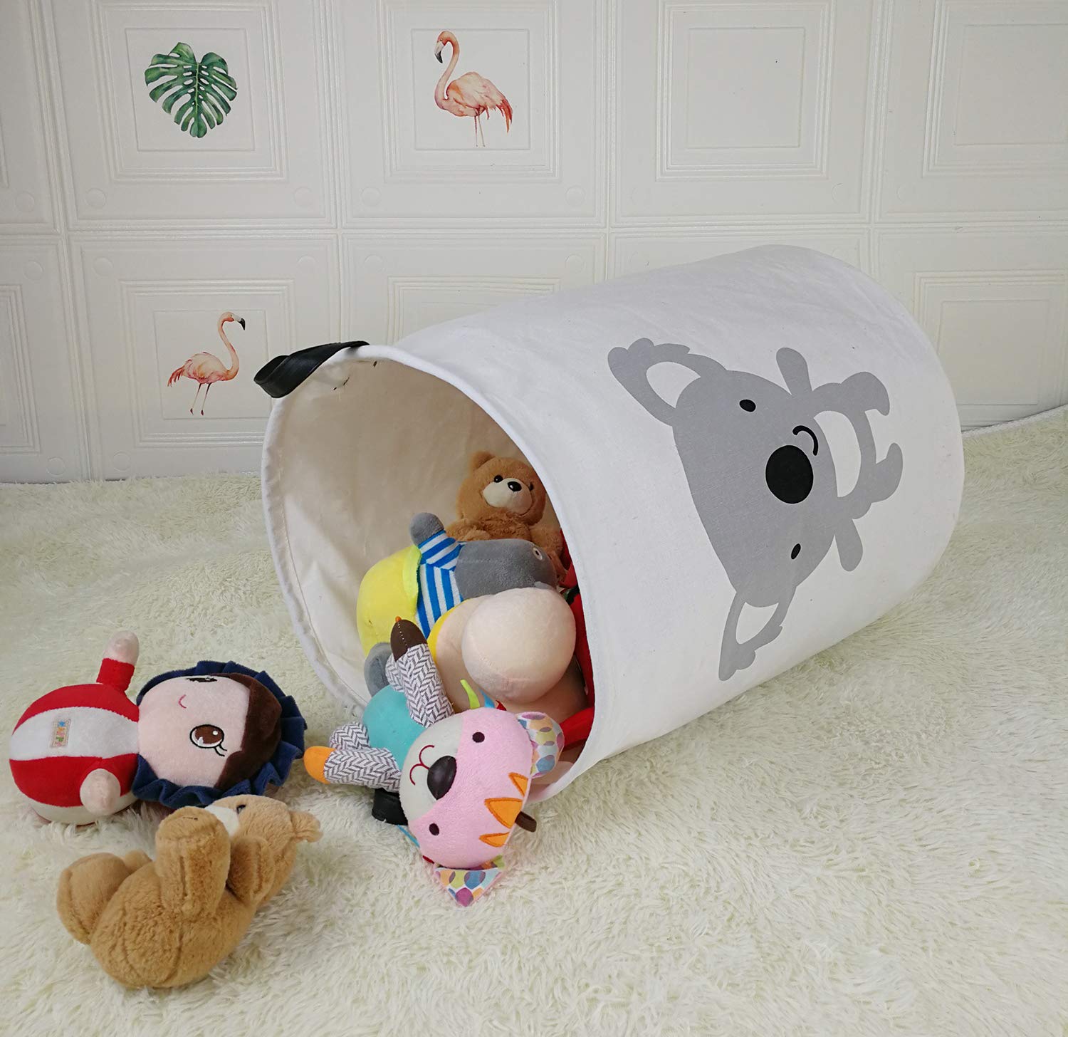 KUNRO Large Storage Basket Toy Box Bin Laundry Bag Foldable Hamper Clothes Kids Gift Organizer Chest Waterproof Coating Organizer Dorm Nursery Home (Koala)